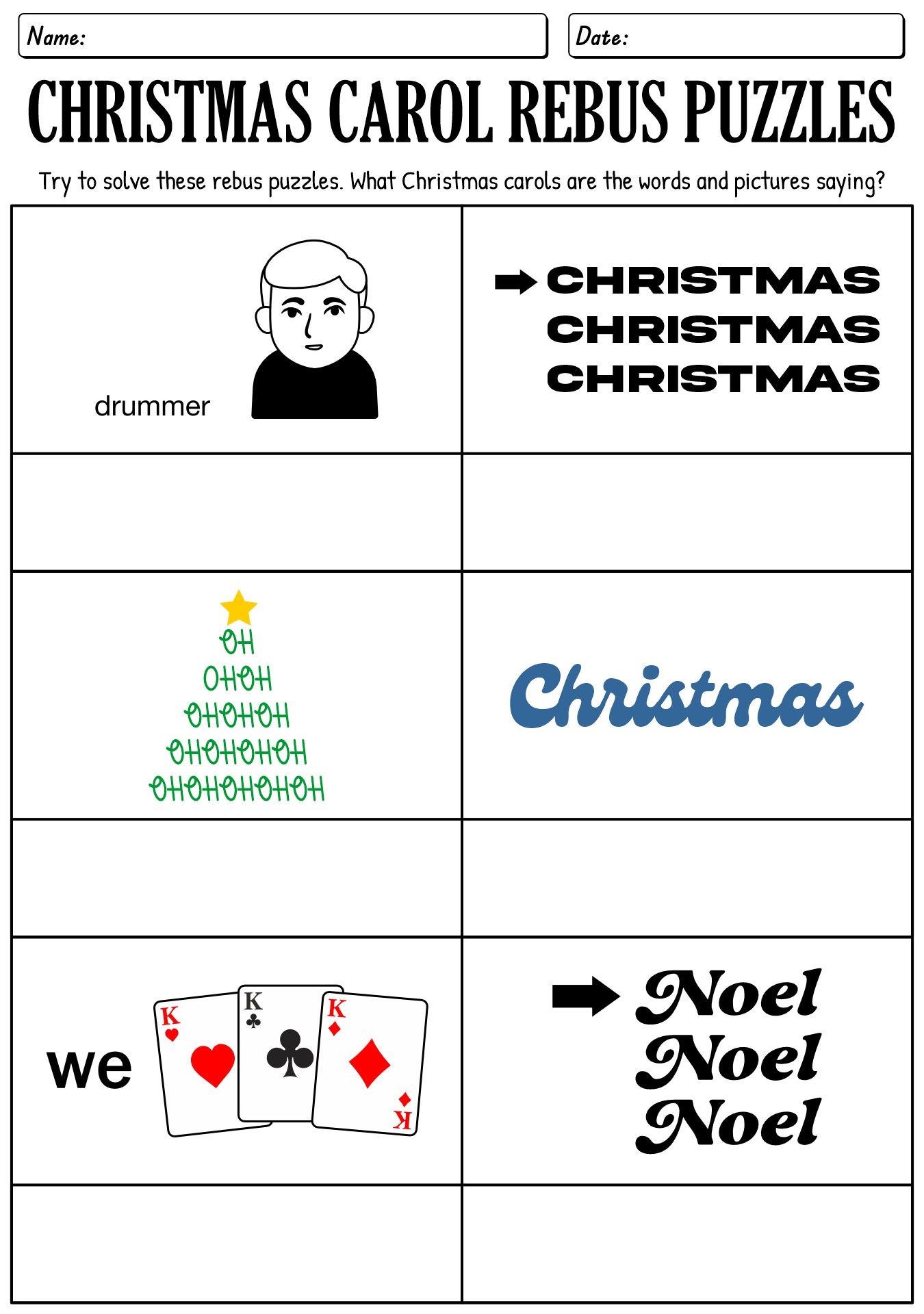 christmas song brain teasers printable