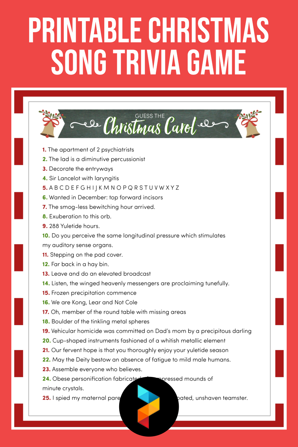 Post Printable Christmas Song Trivia Game 238647
