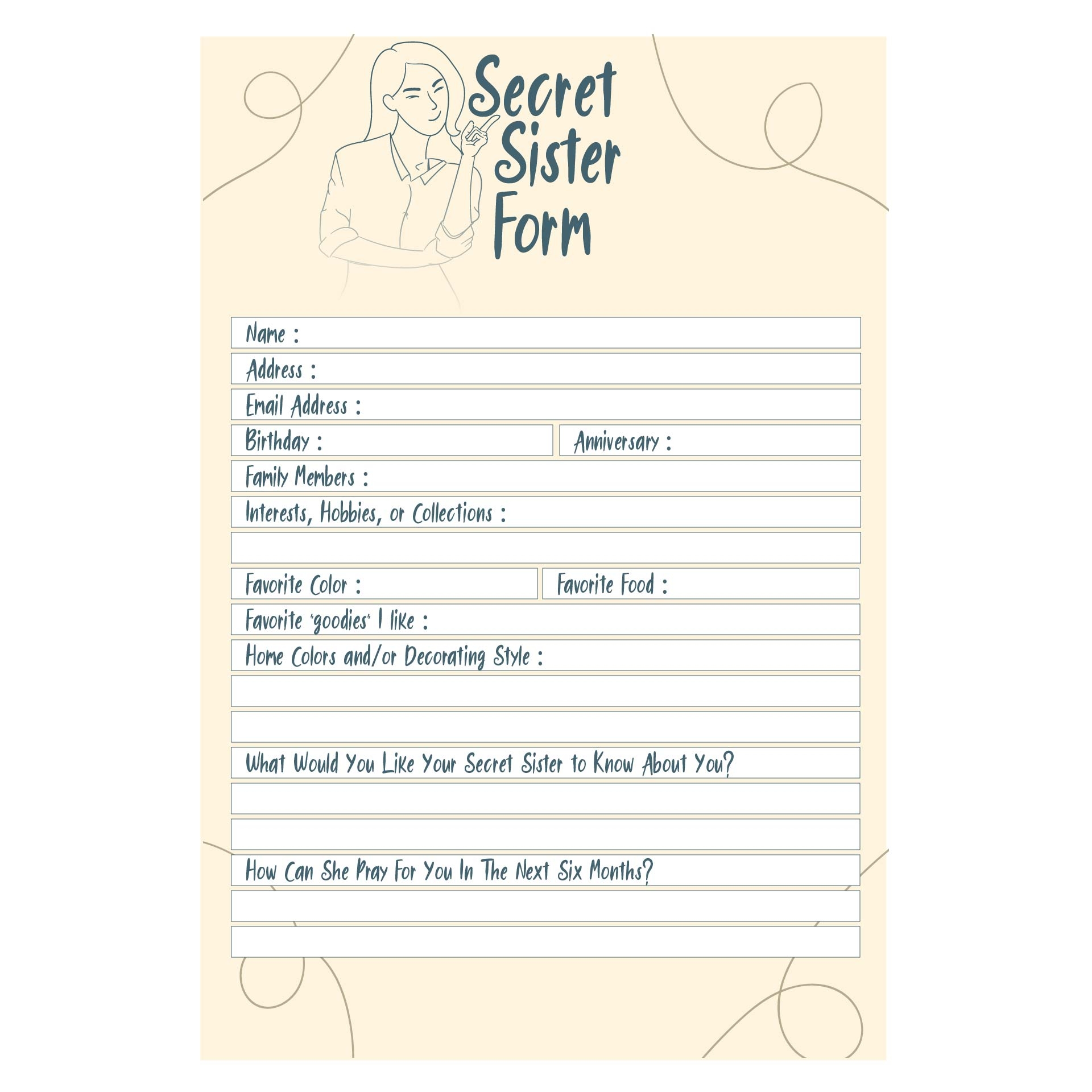 Post Secret Sister Forms Printable 216298