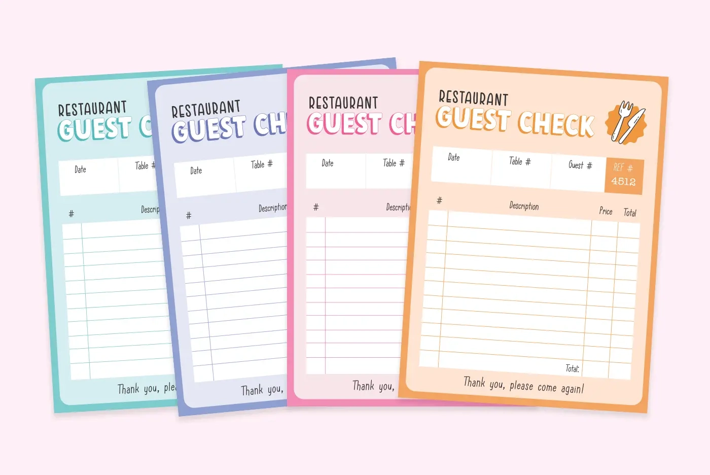 Pretend Play Restaurant Guest Check Pretend Play Restaurant Guest Check