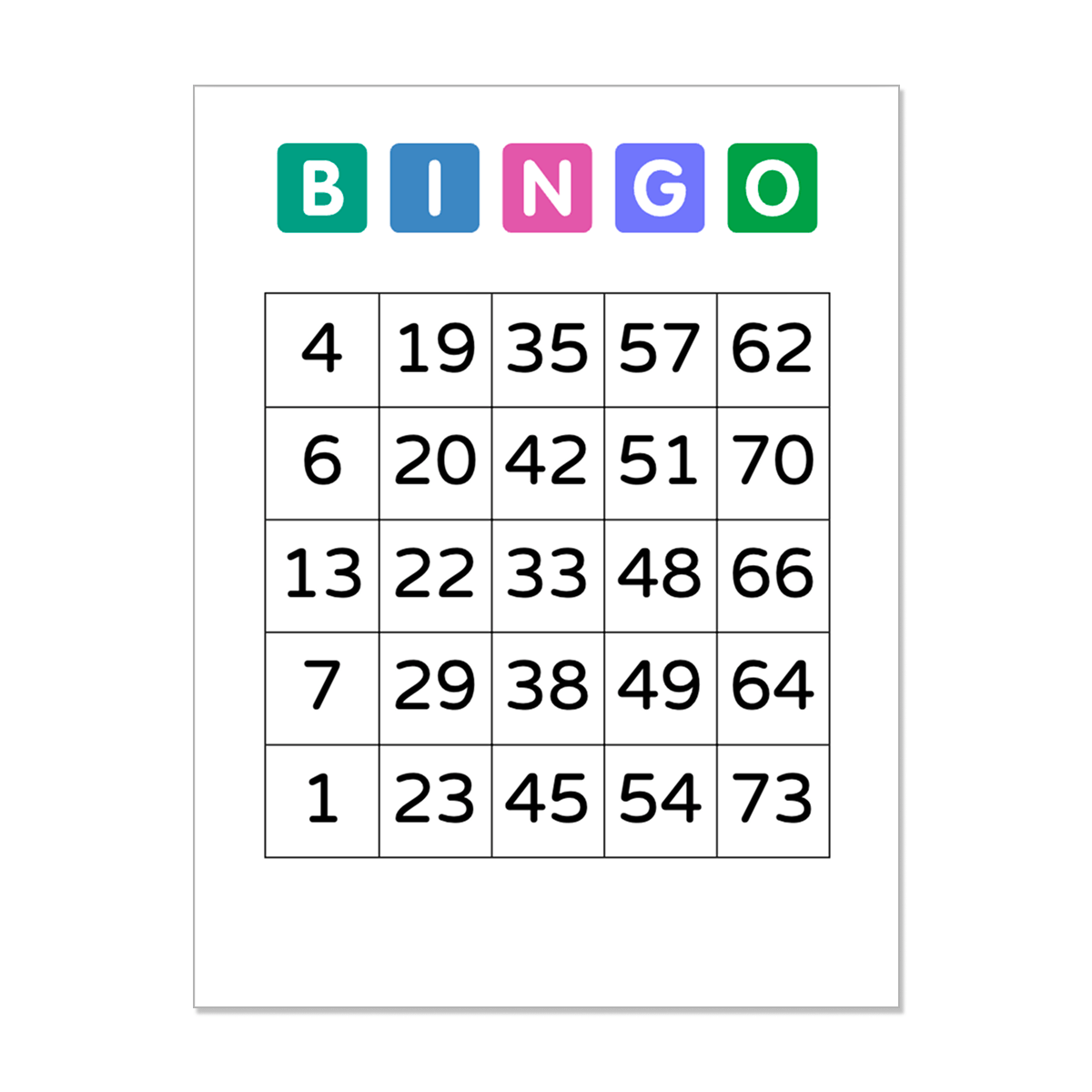 Printable Bingo Cards Printable Bingo Cards