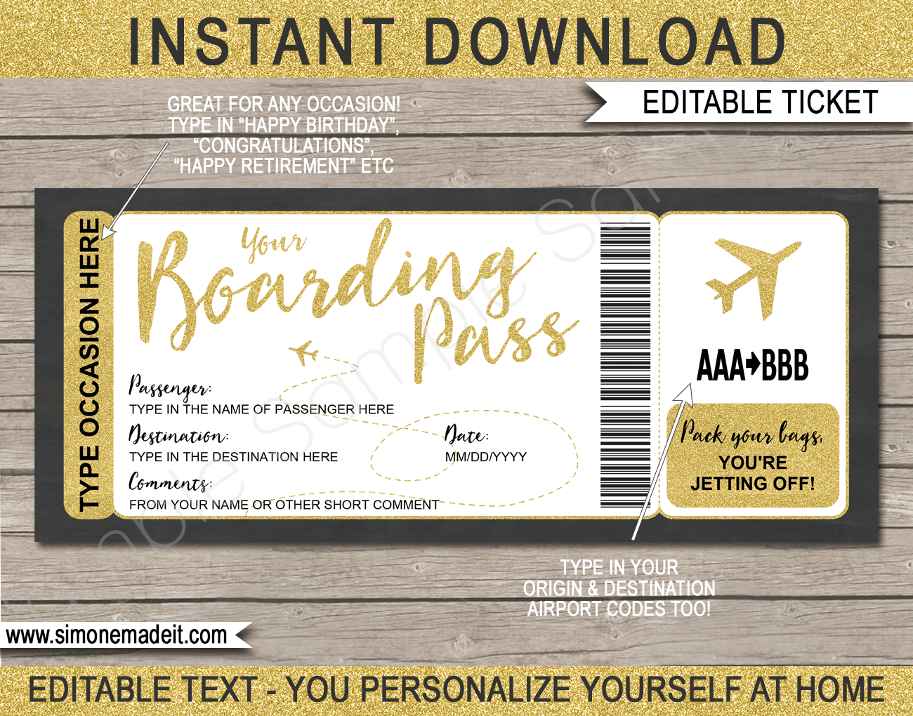 Printable Boarding Pass Ticket Template