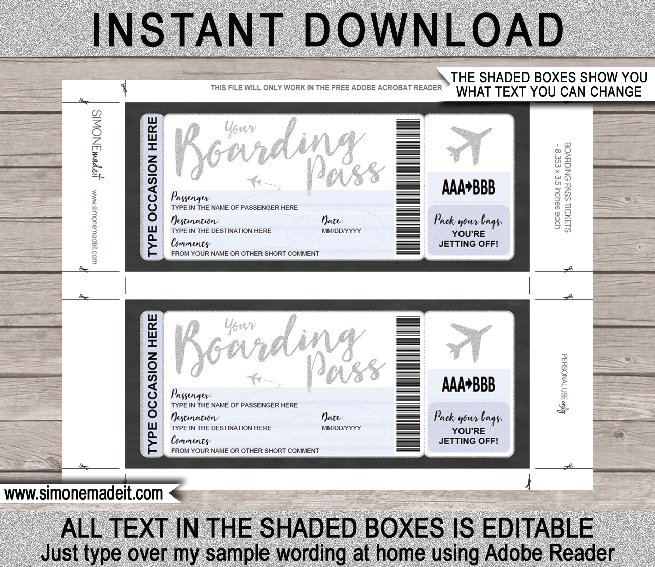 Printable Boarding Pass Ticket Template