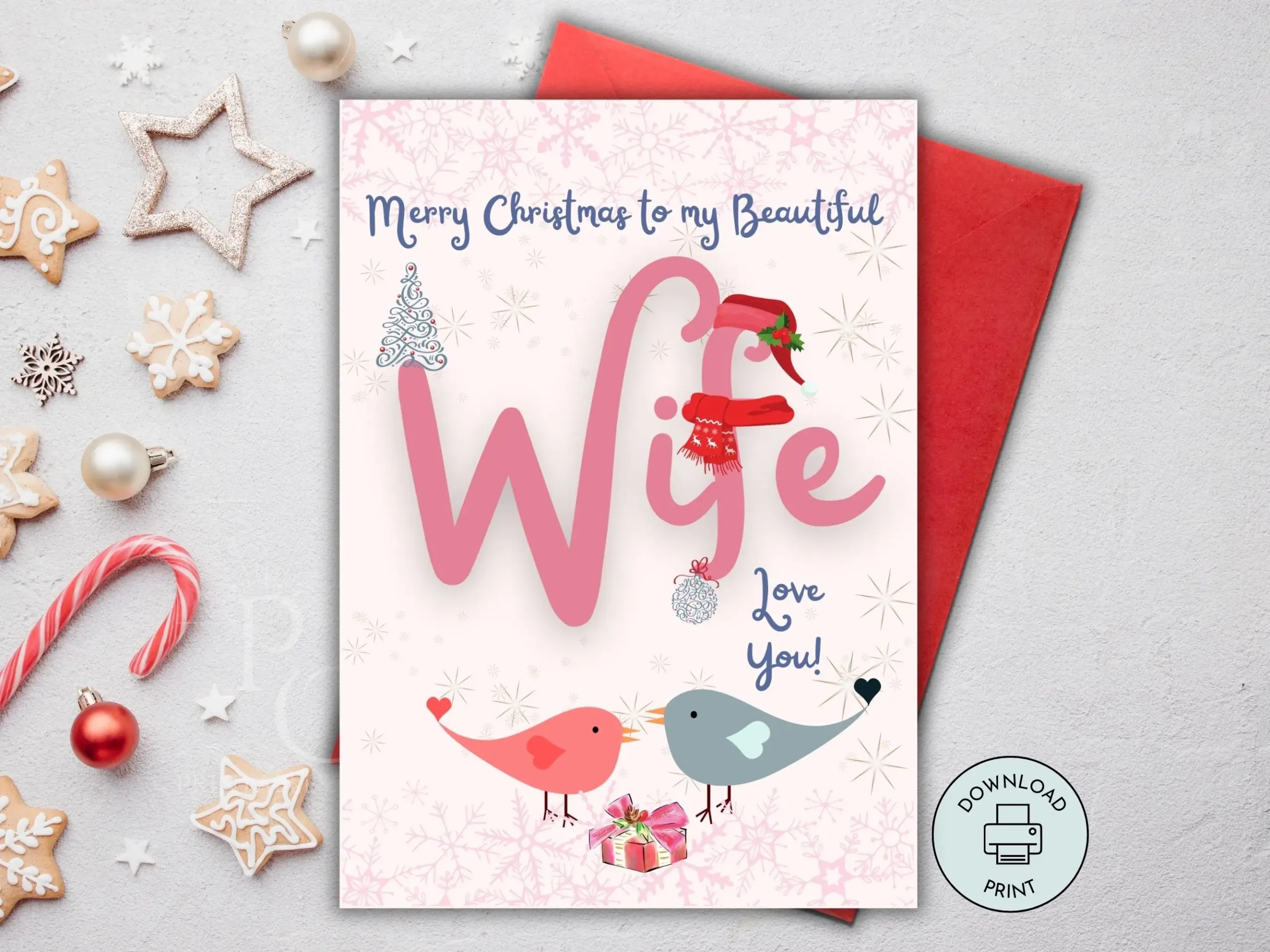 Printable Christmas Card For Wife Merry