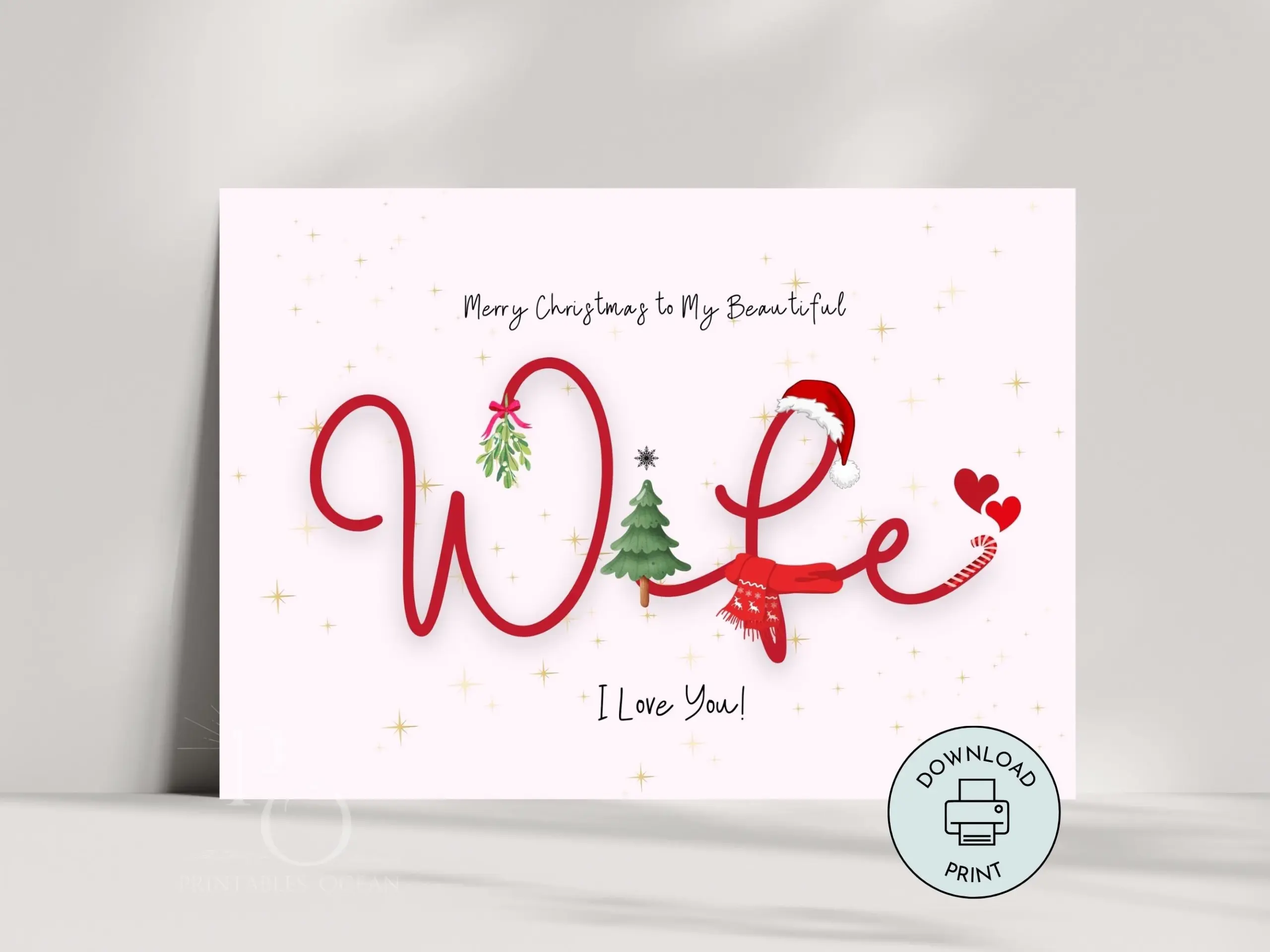 Printable Christmas Card For Wife Merry Printable Christmas Card For Wife Merry