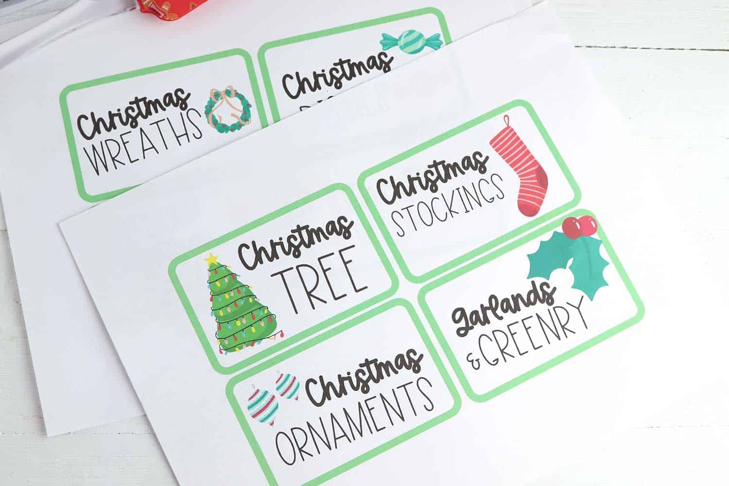 Printable Christmas Decoration Organizing Labels