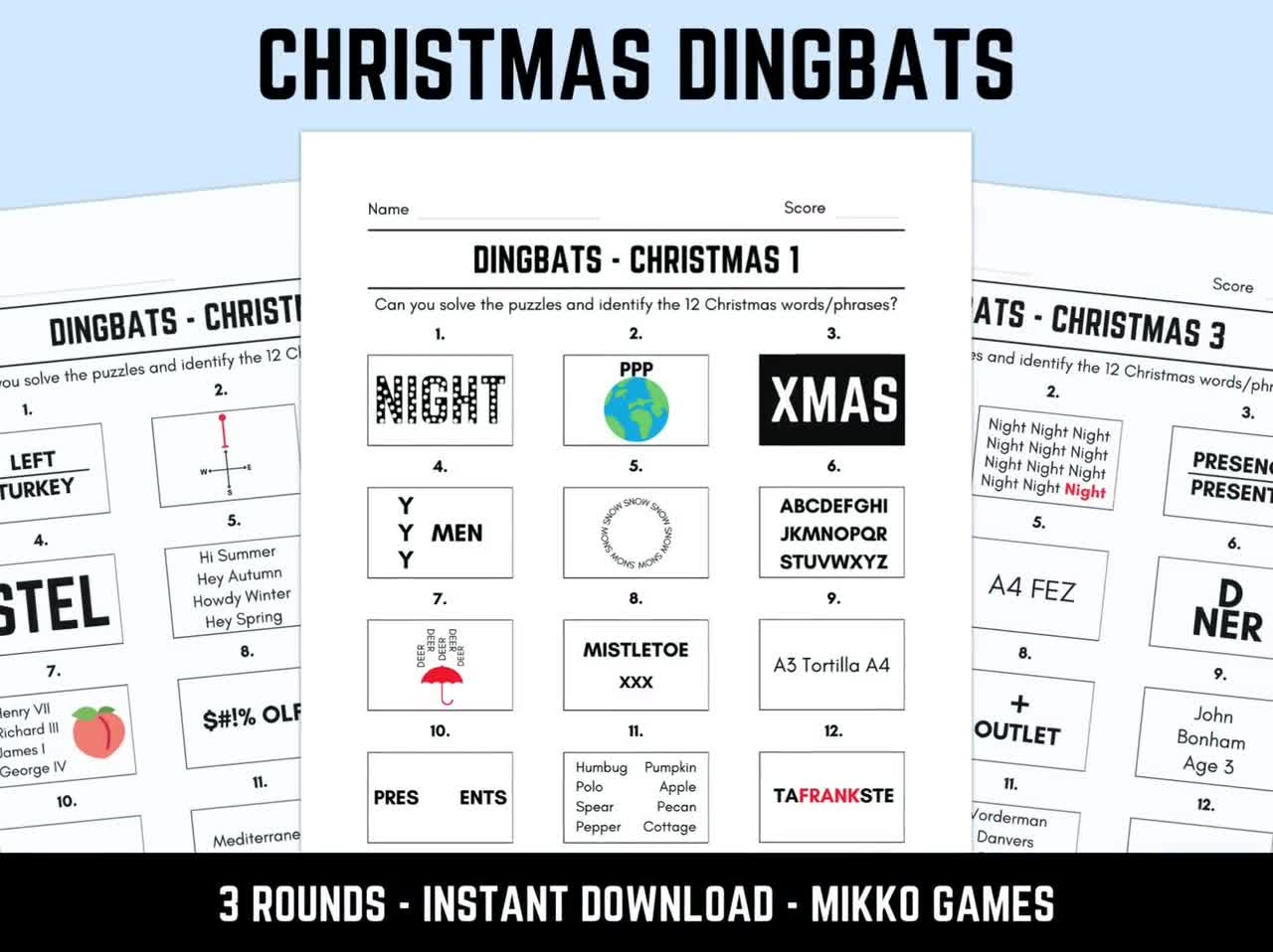 Printable Christmas Dingbats Picture