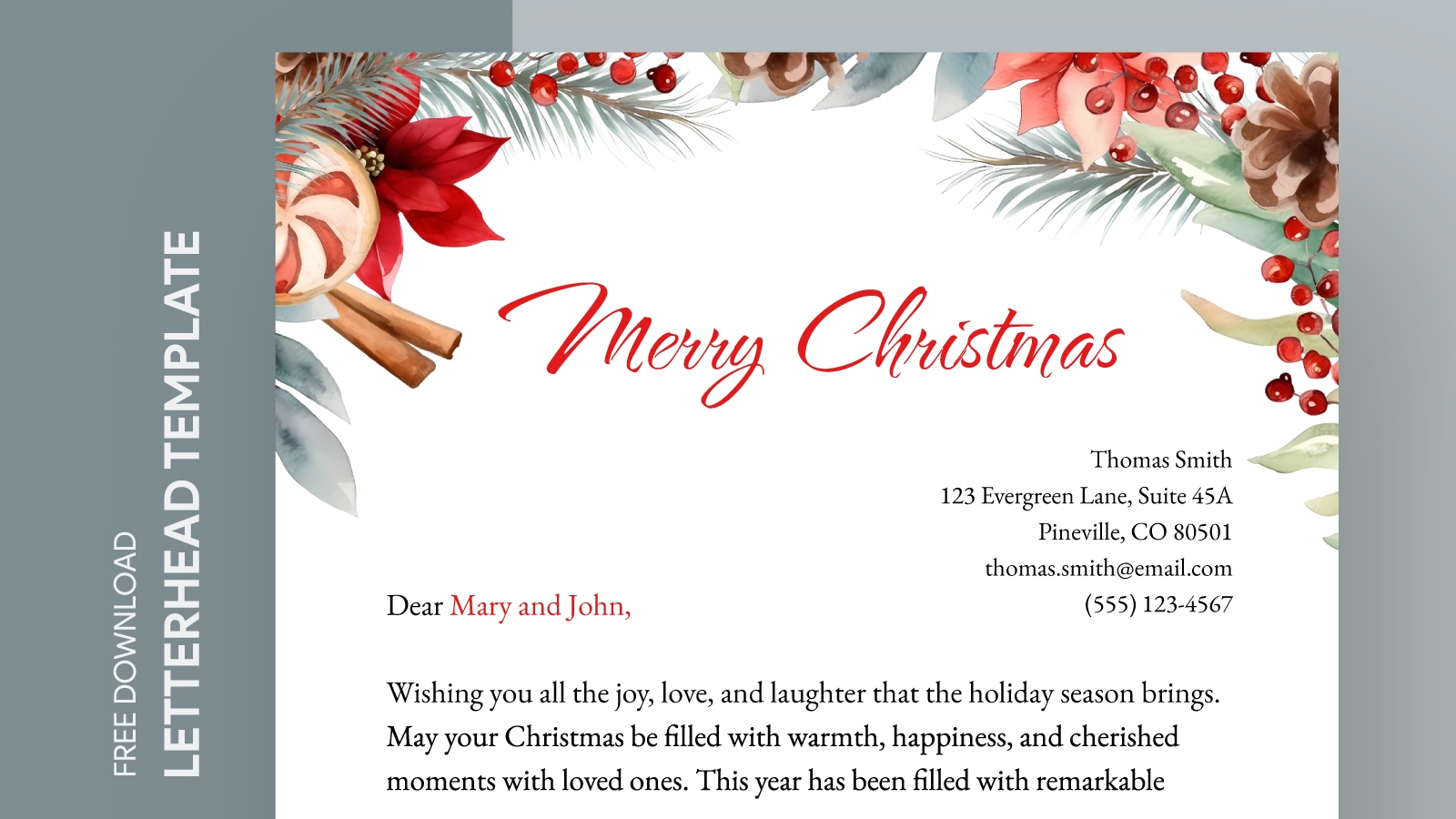Printable Christmas Letterhead Free Google Docs Template