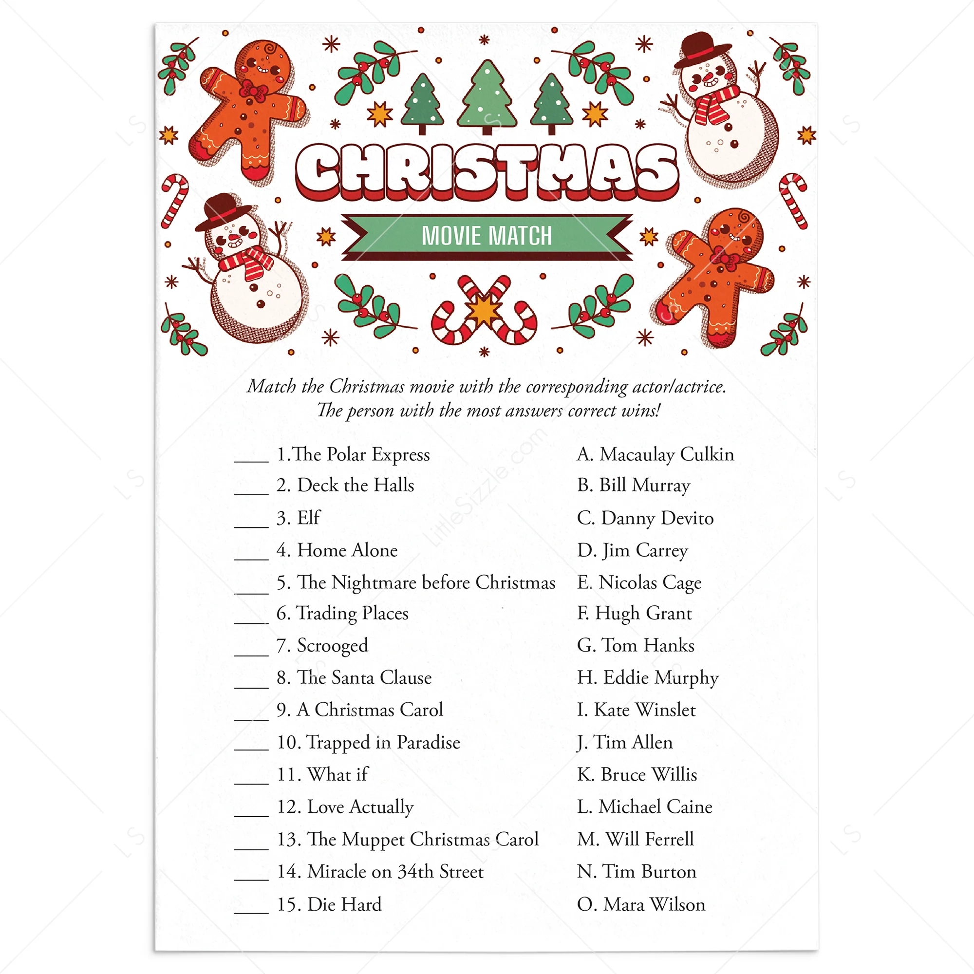 Printable Christmas Movie Trivia With Answer Key