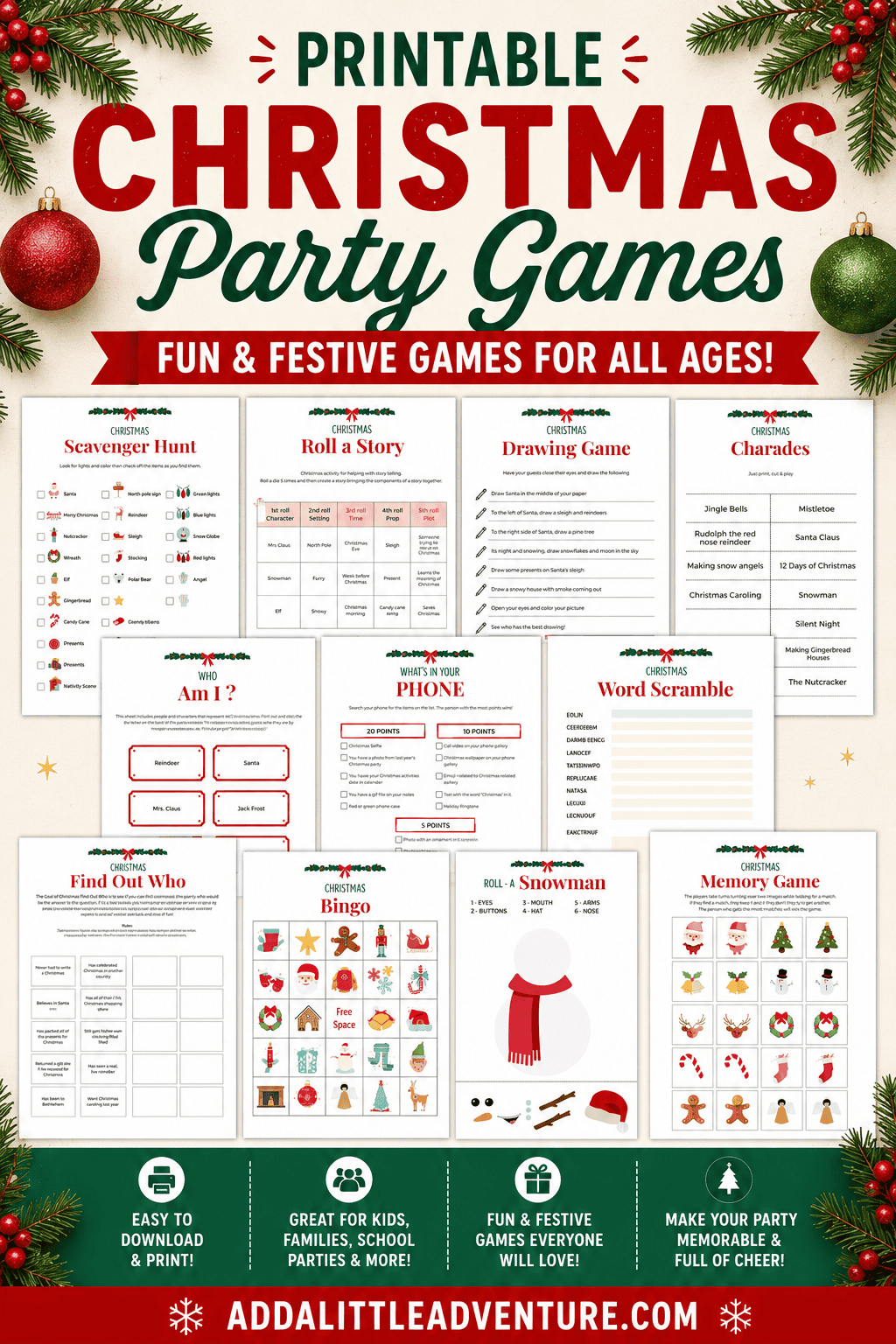 printable office christmas party games
