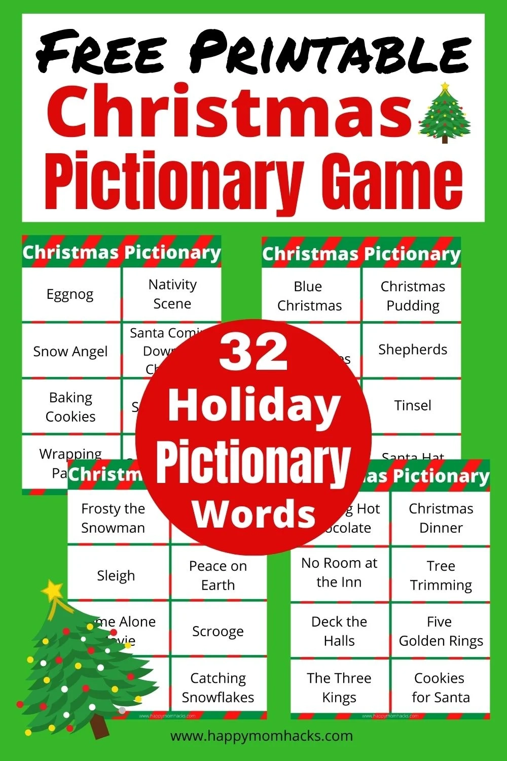 Printable Christmas Pictionary Cards