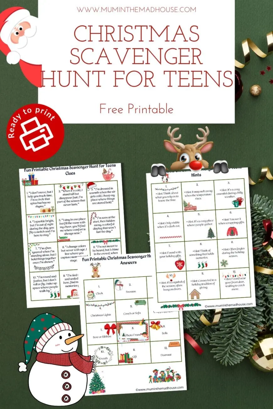 Printable Christmas Scavenger Hunt For Teens