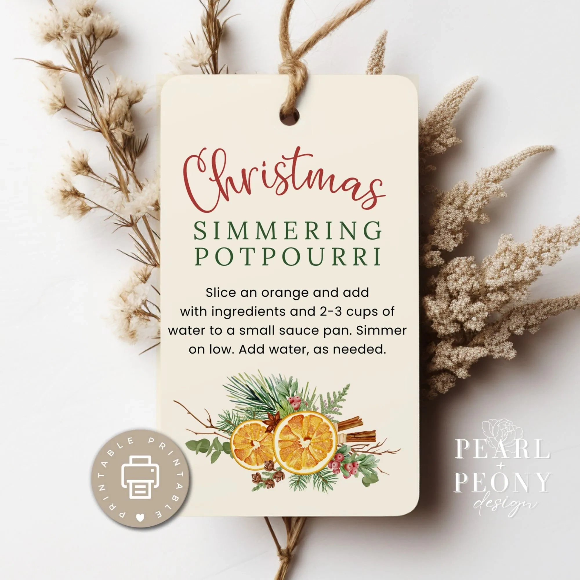 Printable Christmas Simmer Pot Tags