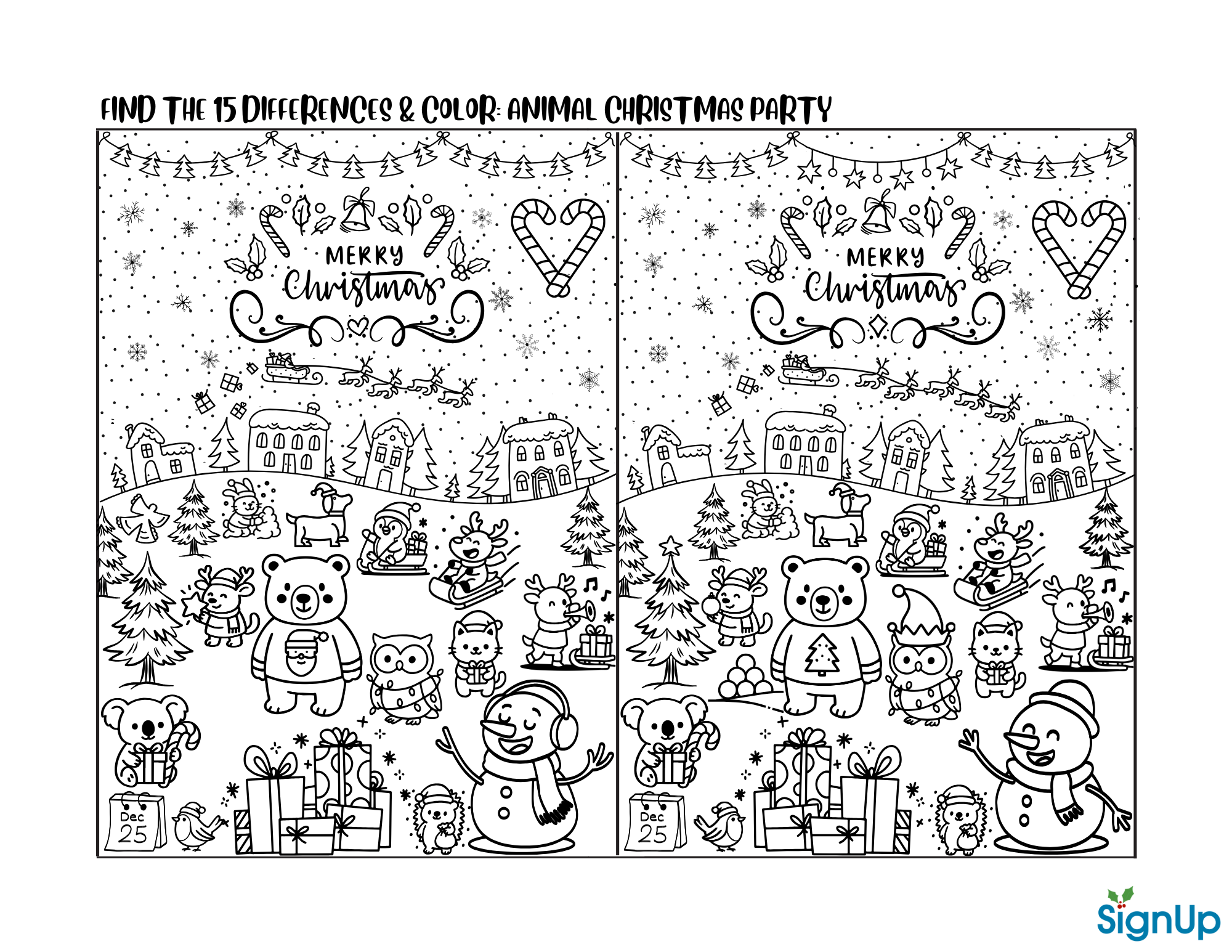 printable spot the difference christmas