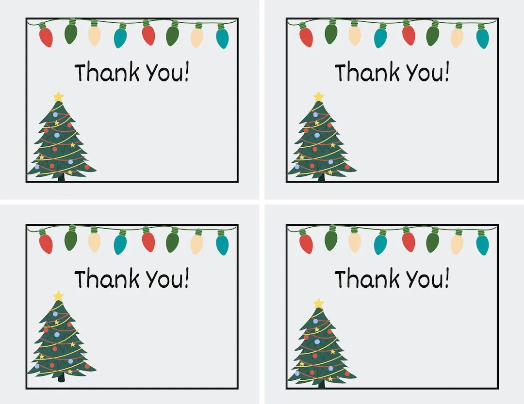 Printable Christmas Thank You Cards For Printable Christmas Thank You Cards For