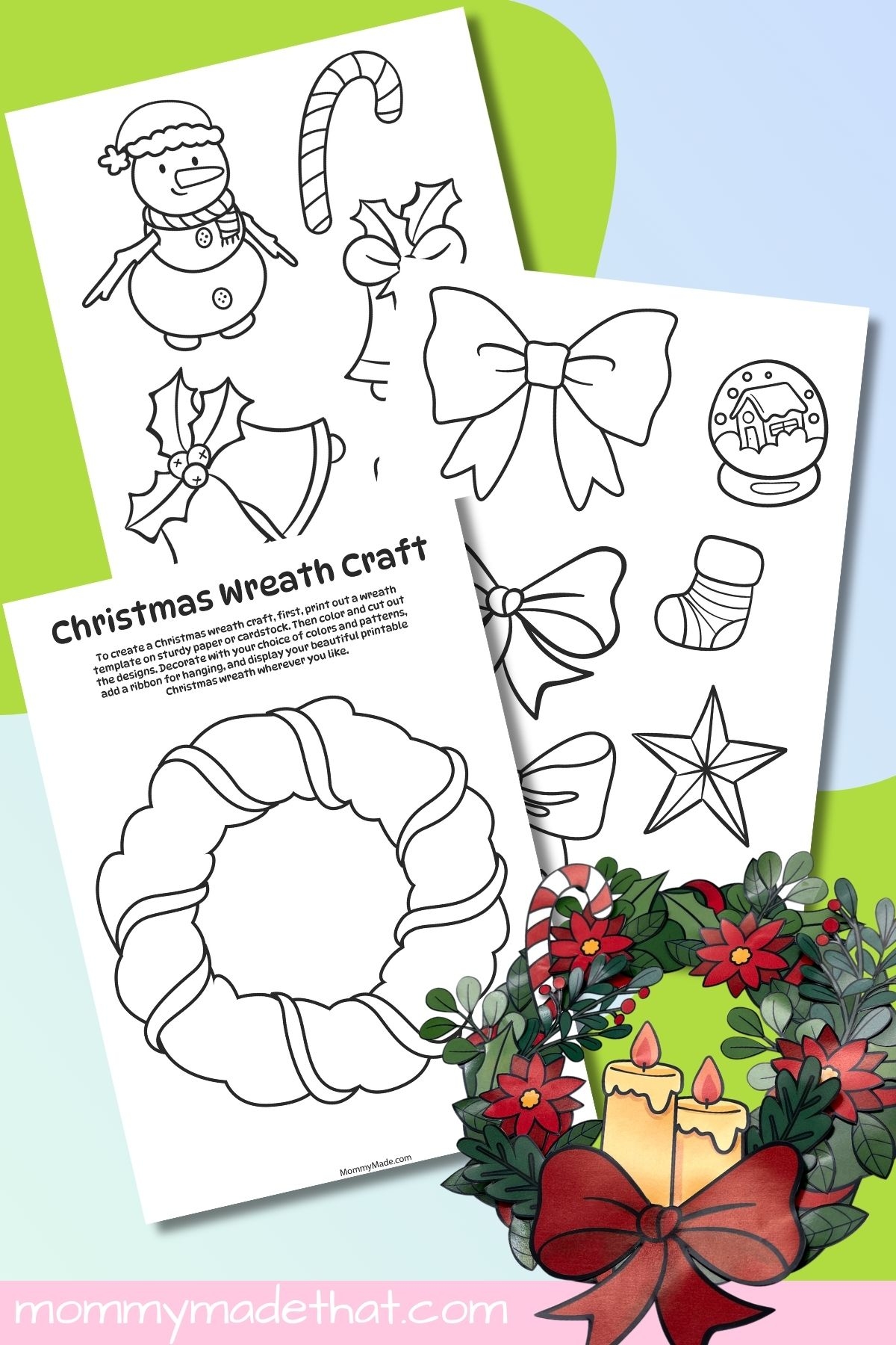 Printable Christmas Wreath Craft Template