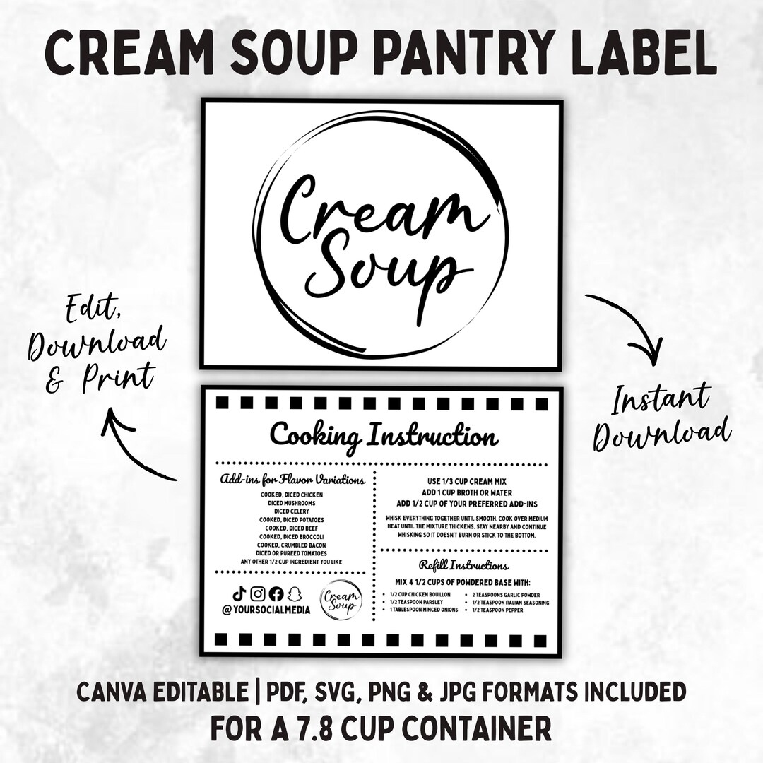 Printable Cream Soup Mix Labels Editable