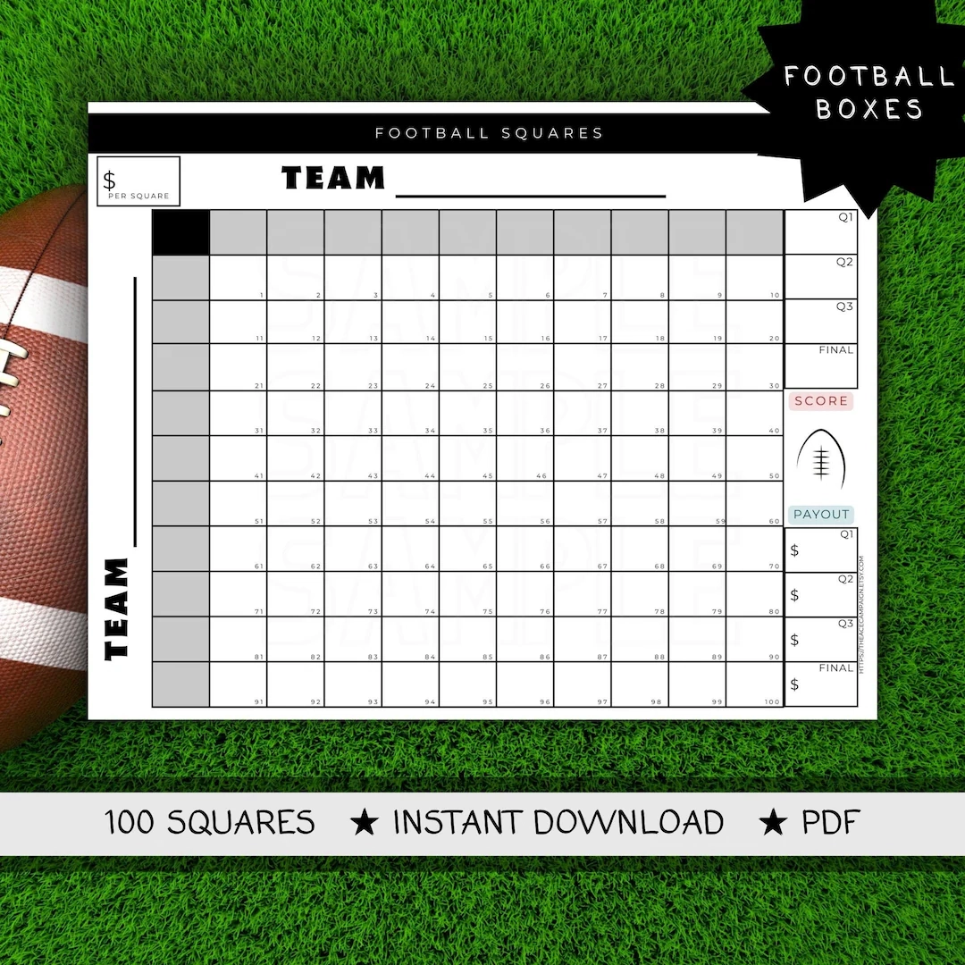 blank free printable football squares 100