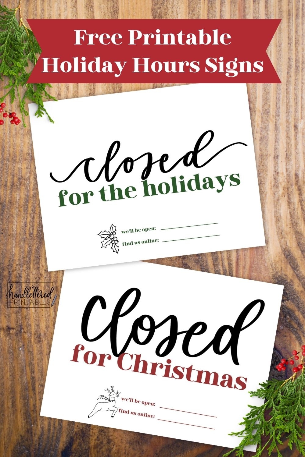 Printable Holiday Closed Signs Printable Holiday Closed Signs
