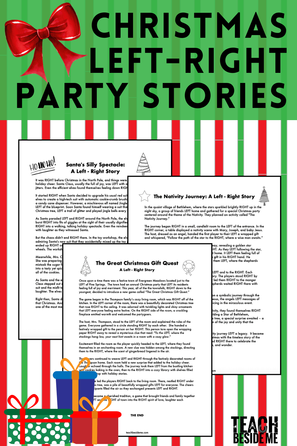 Printable Left Right Story For Christmas Party Games