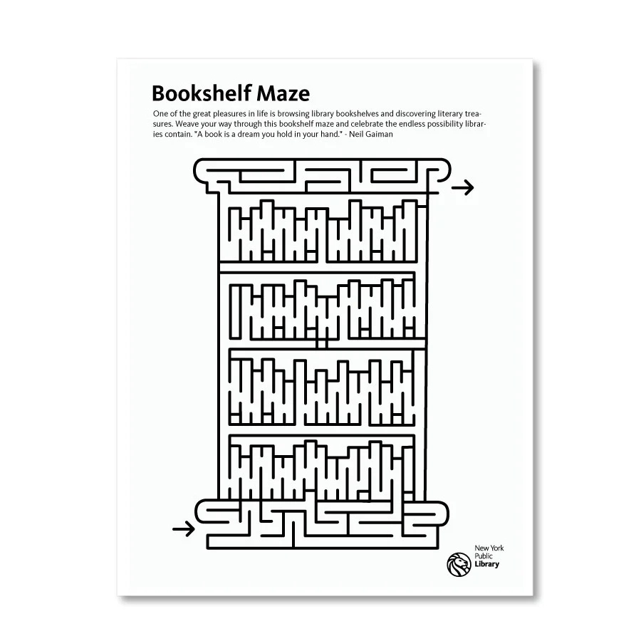 Printable Maze Bookshelf