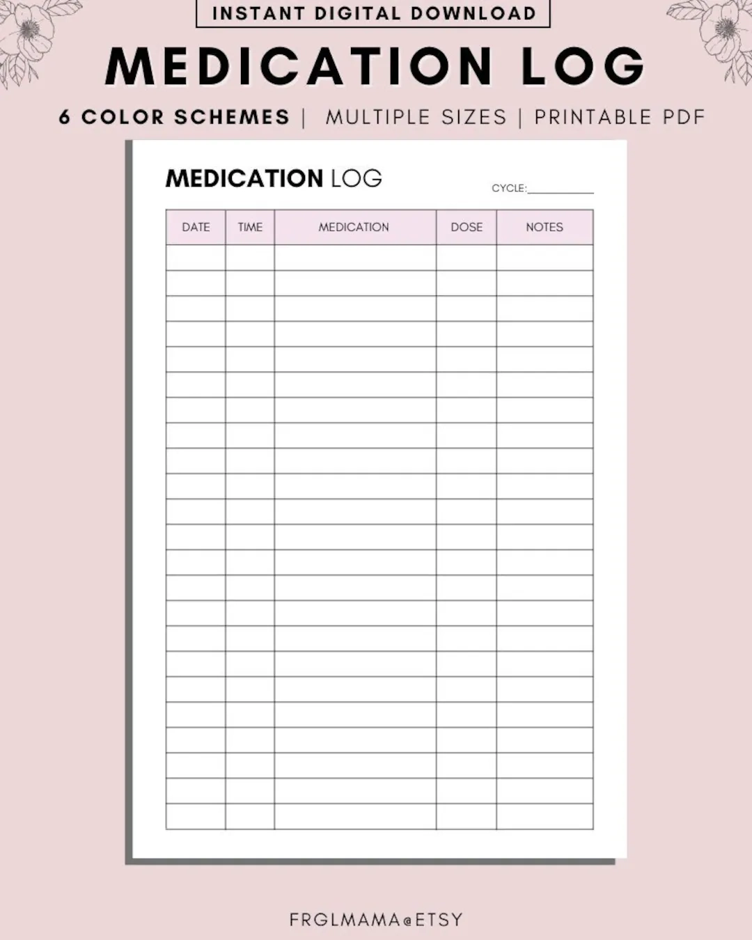 Printable Medication Tracker Monthly
