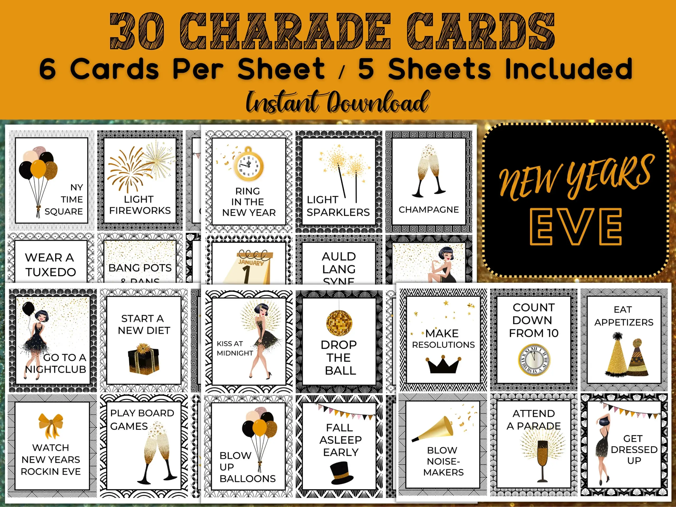 Printable New Years Charades Game