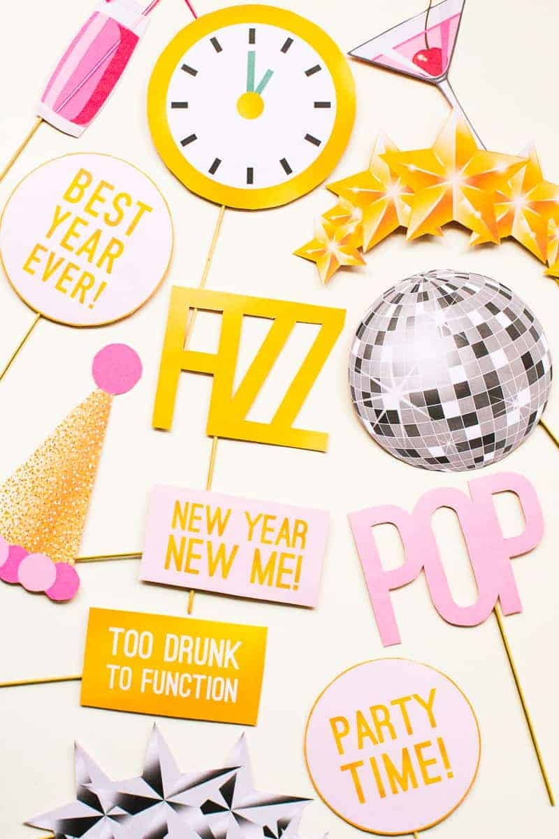 printable new years photo props