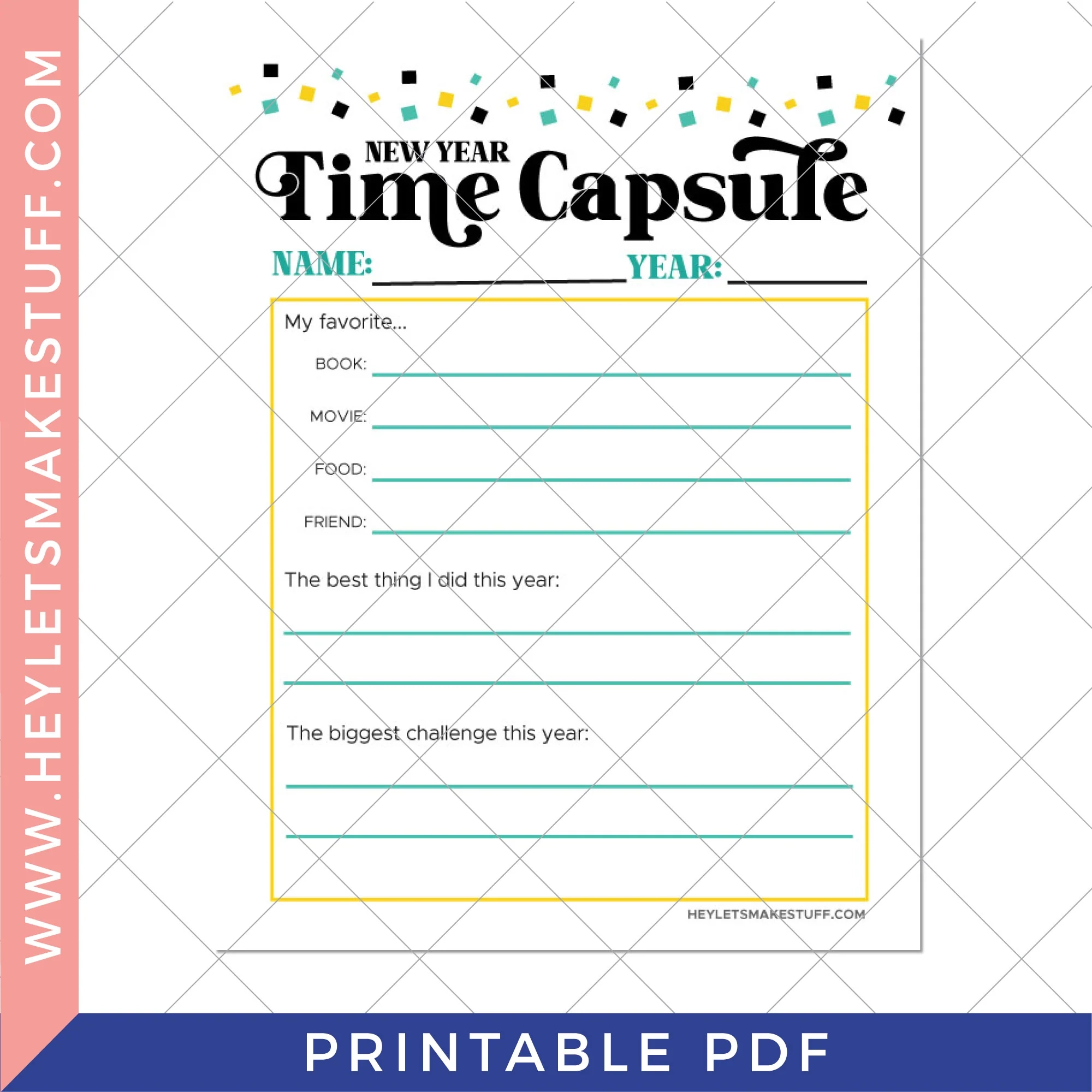 Printable New Years Eve Time Capsule Printable New Years Eve Time Capsule