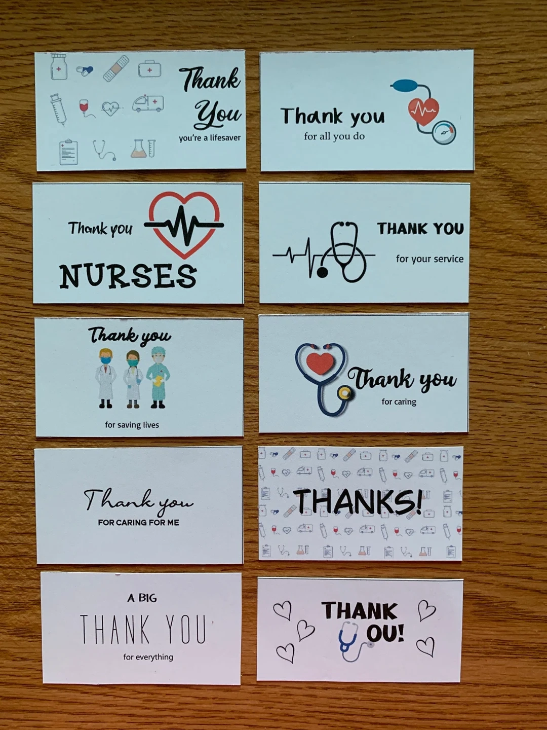 Printable Nurse Thank You Cards Set Of