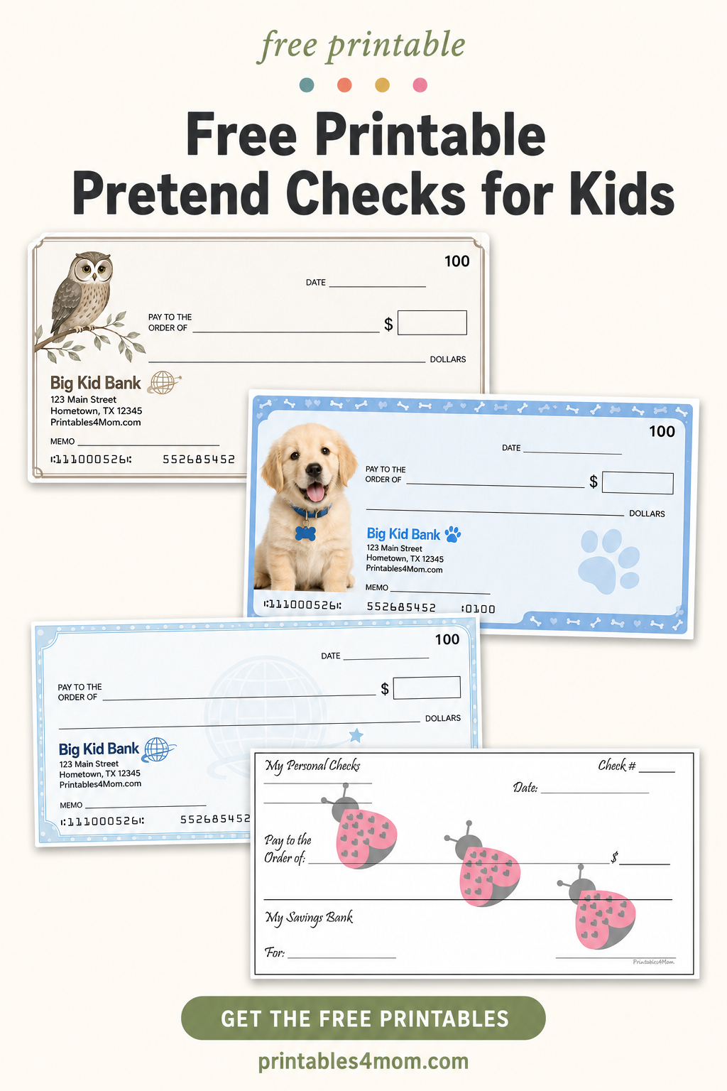 Printable Pretend Checks For Kids Printable Pretend Checks For Kids