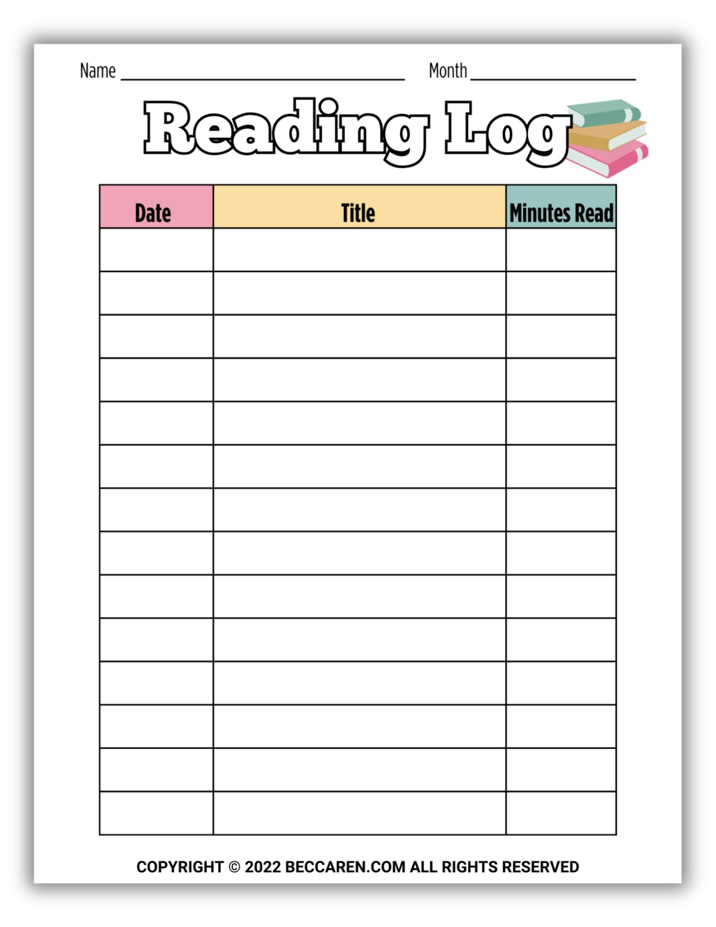 Printable Reading Log
