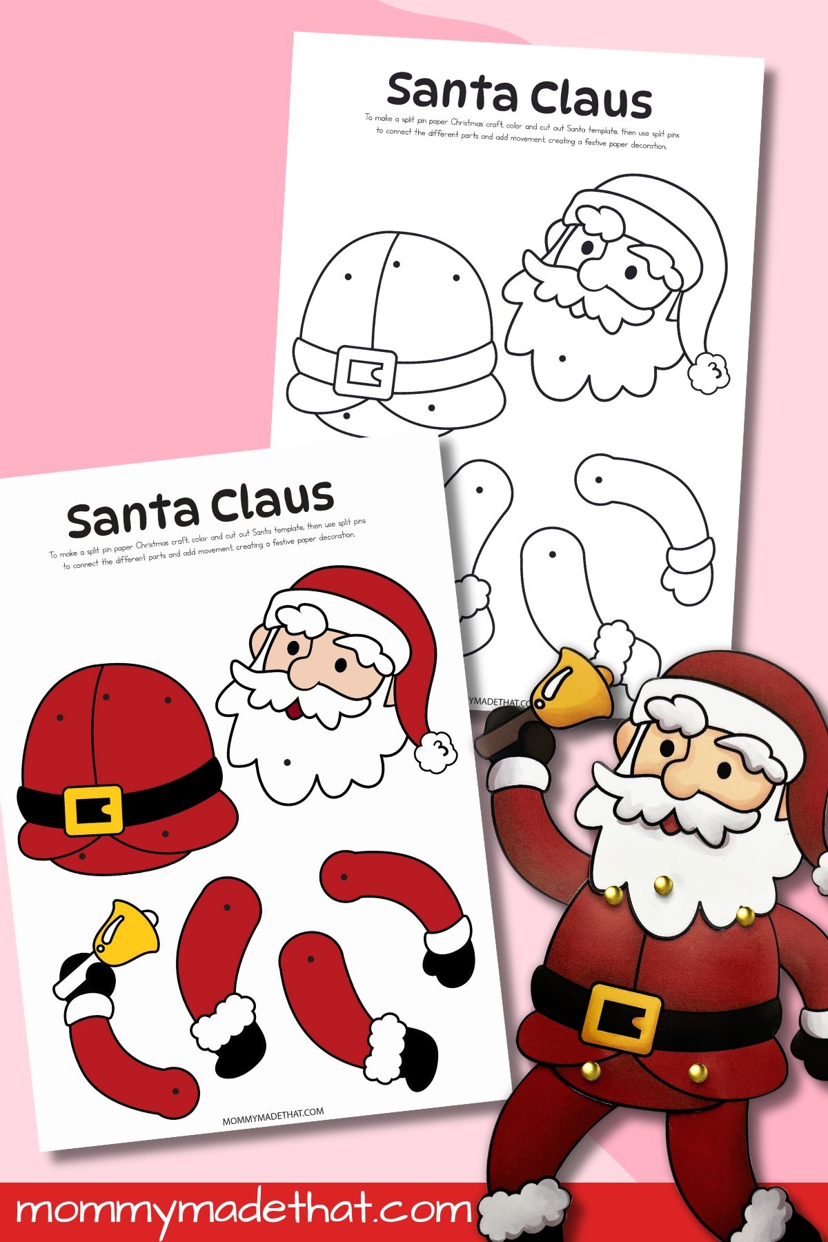 Printable Split Pin Santa Craft