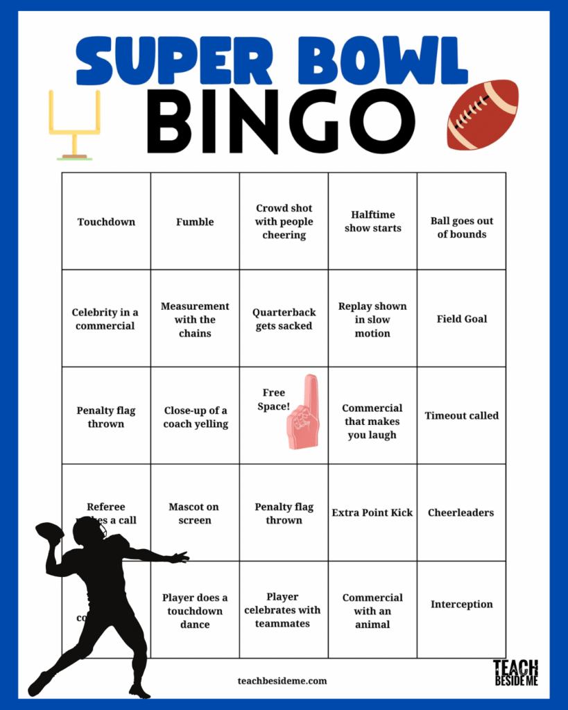 Printable Super Bowl Bingo Family Game Day Activity Printable Super Bowl Bingo Family Game Day Activity