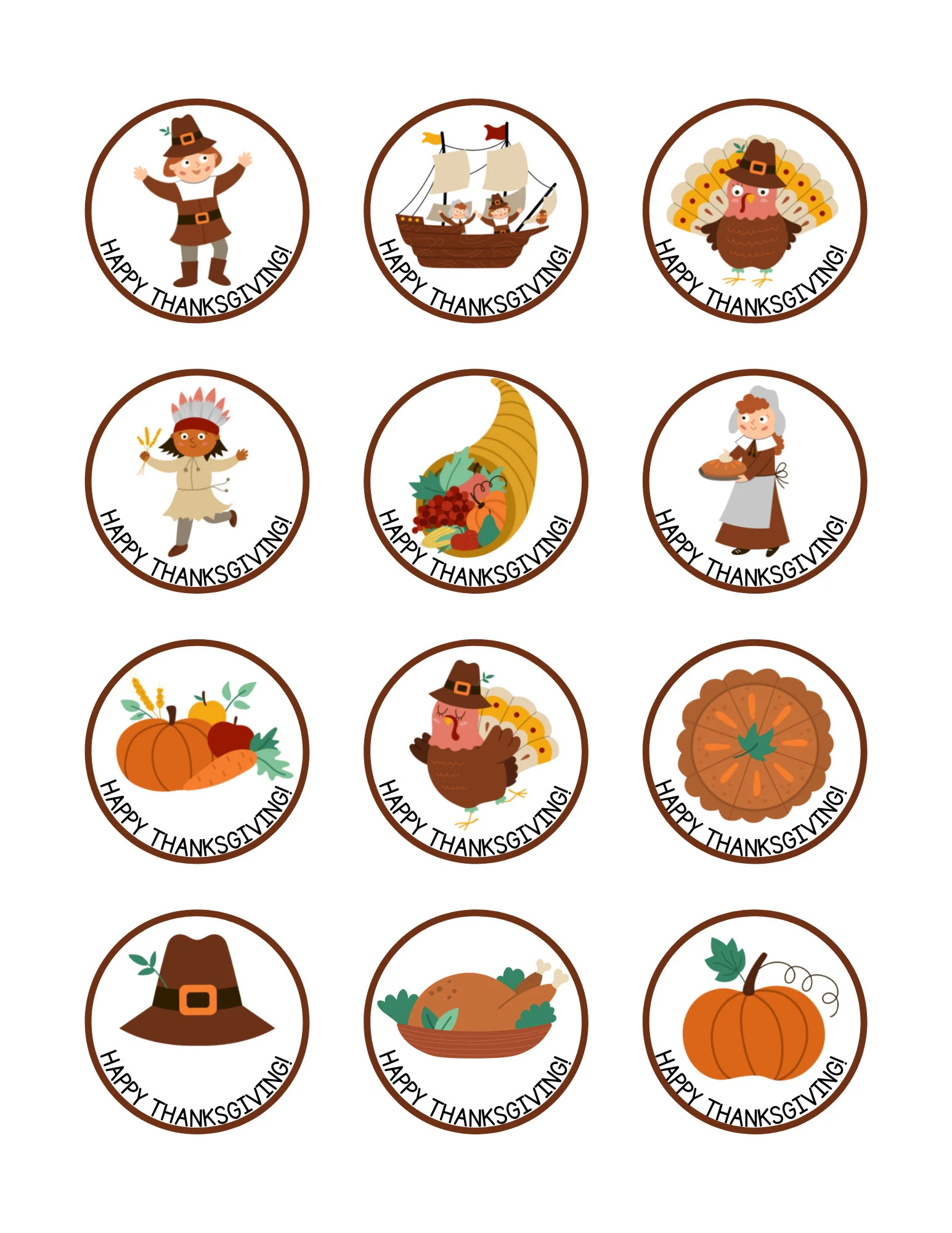 Printable Thanksgiving Cupcake Toppers Printable Thanksgiving Cupcake Toppers