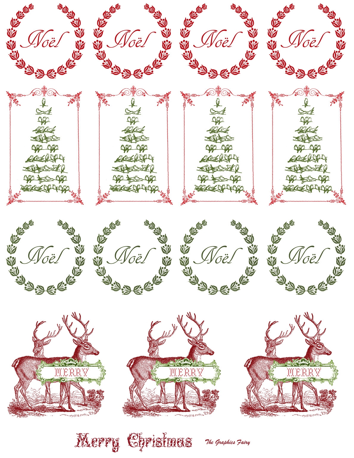 Printable Vintage Christmas Stickers