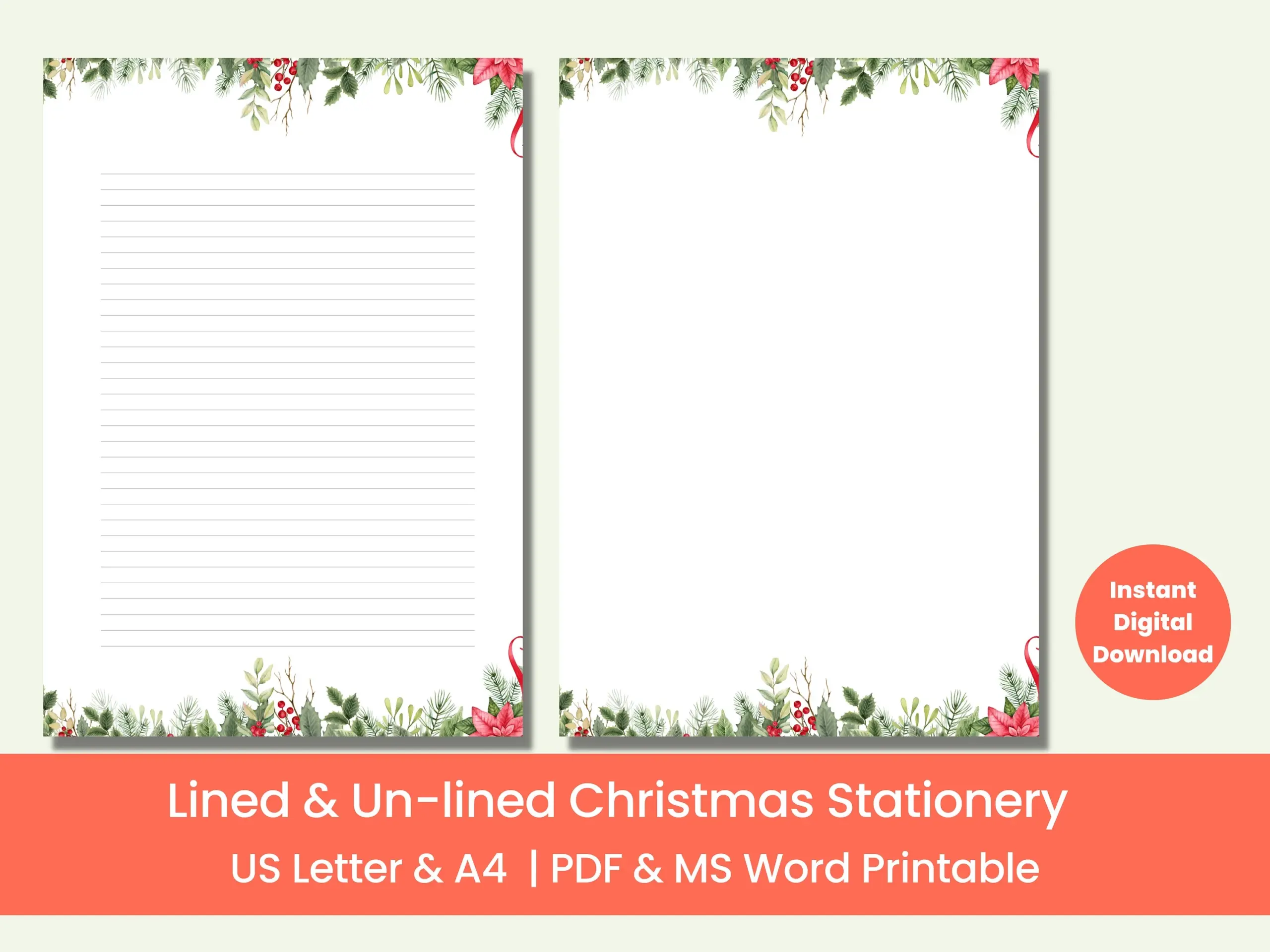 Printable Winter Christmas Stationery