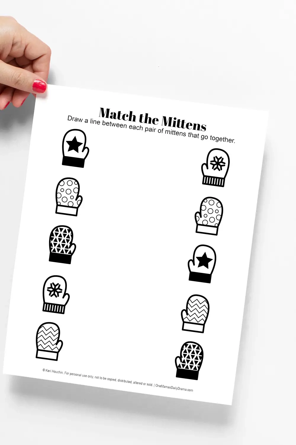 Printable Winter Matching Mittens Printable Winter Matching Mittens