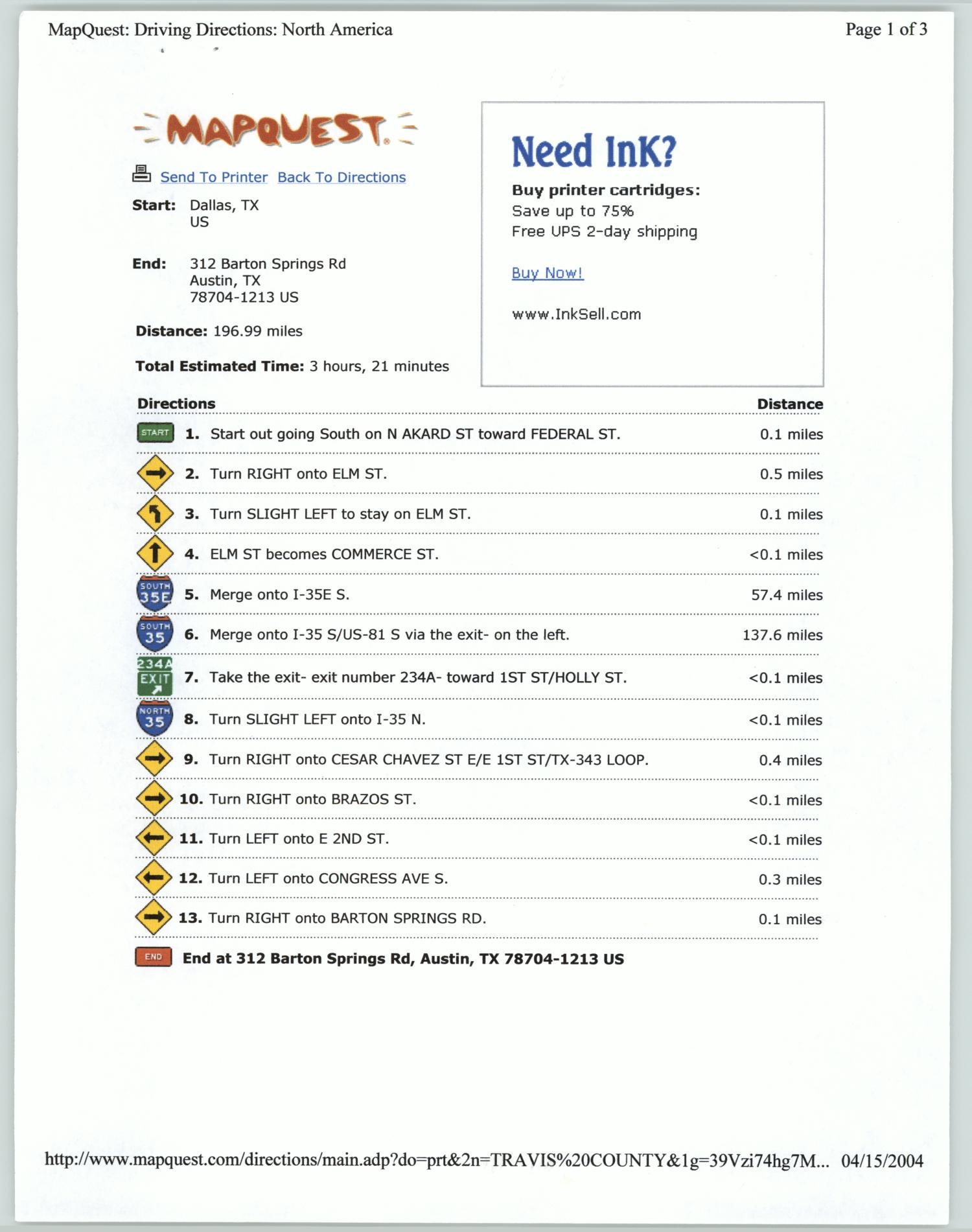 Printing Out Mapquest Directions
