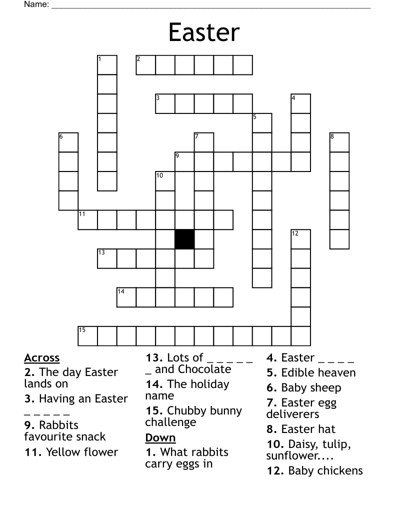 printable easter crossword puzzle free 2026