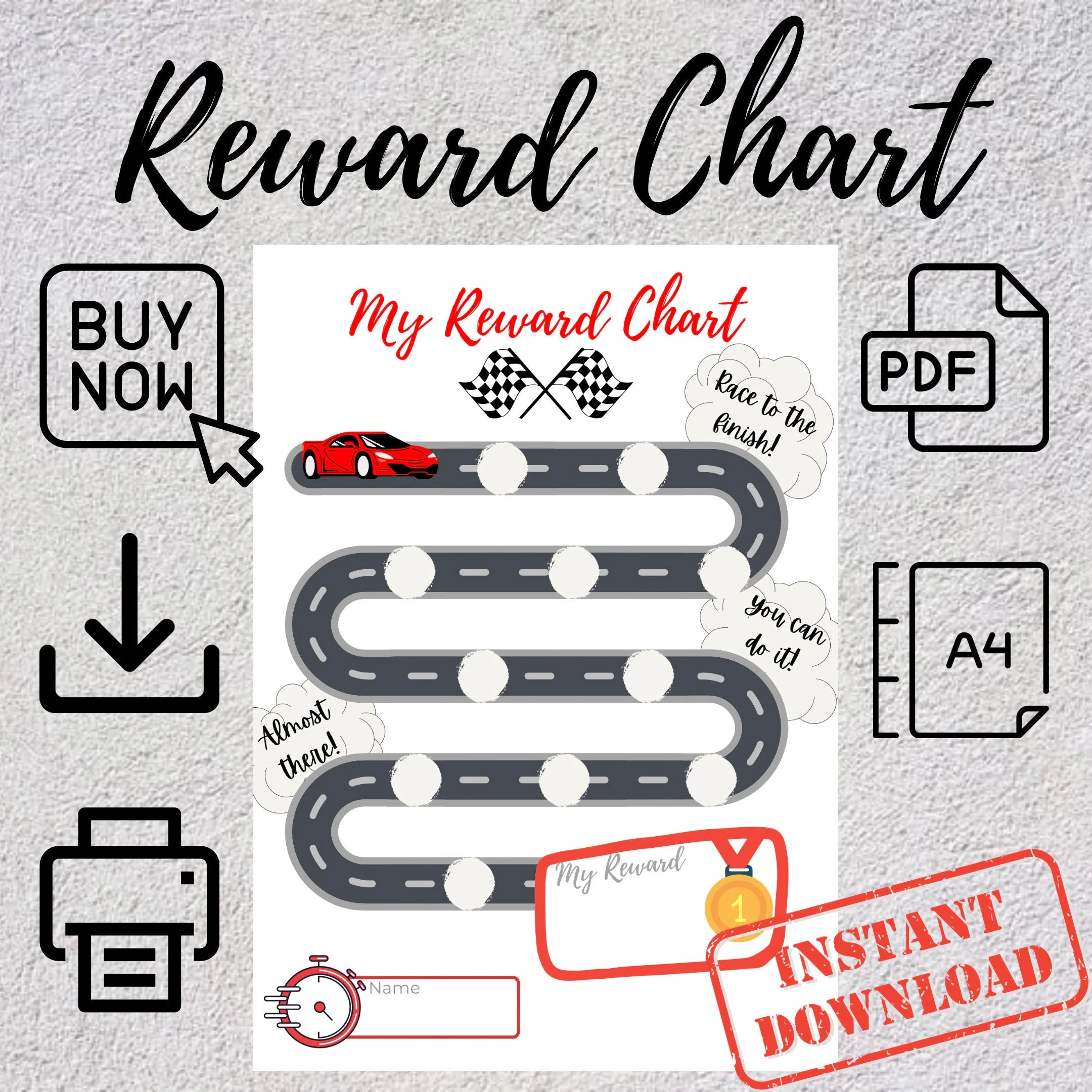 Race Car Themed Sticker Reward Chart