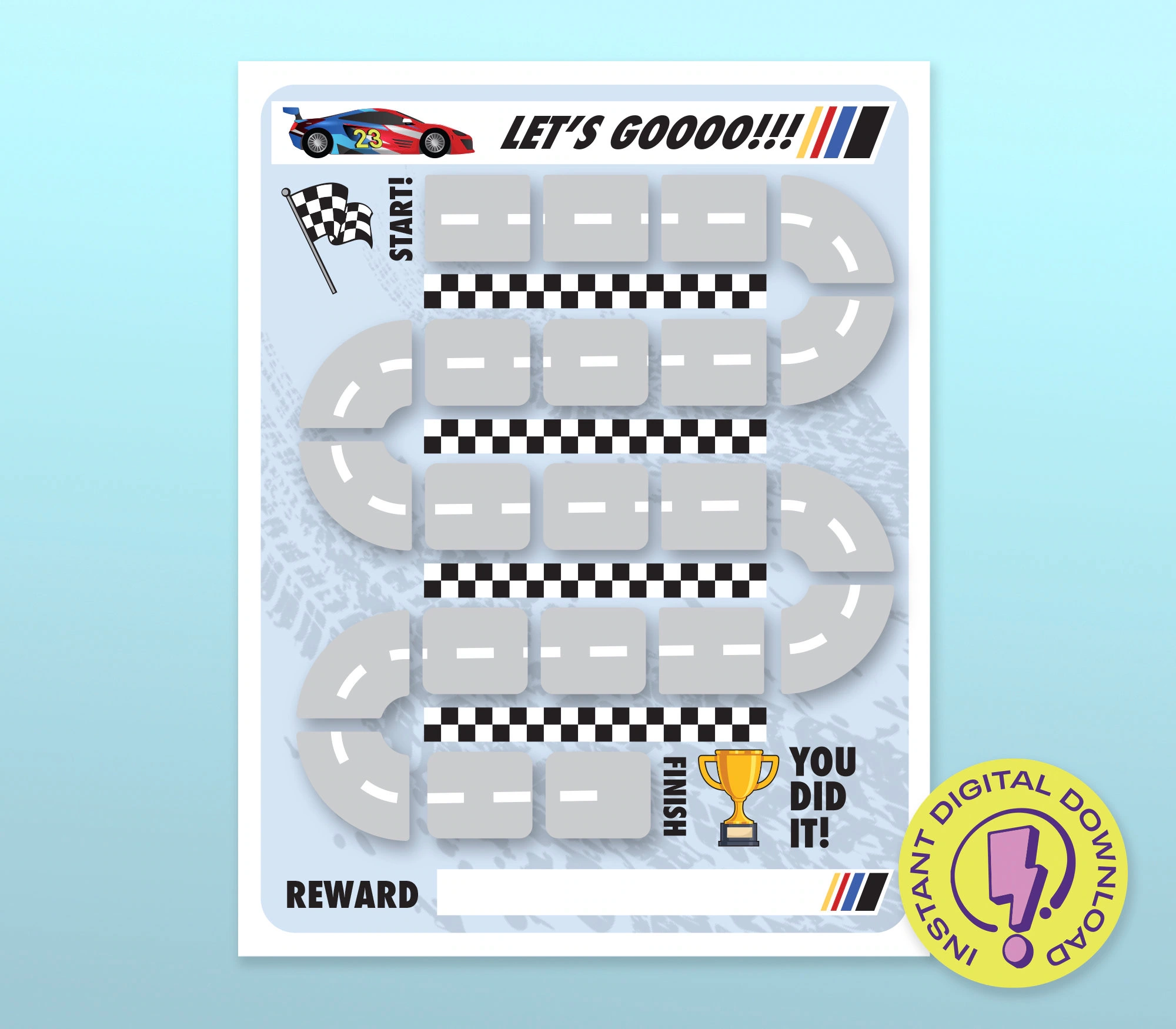 Racecar Reward Chart Printable Racing