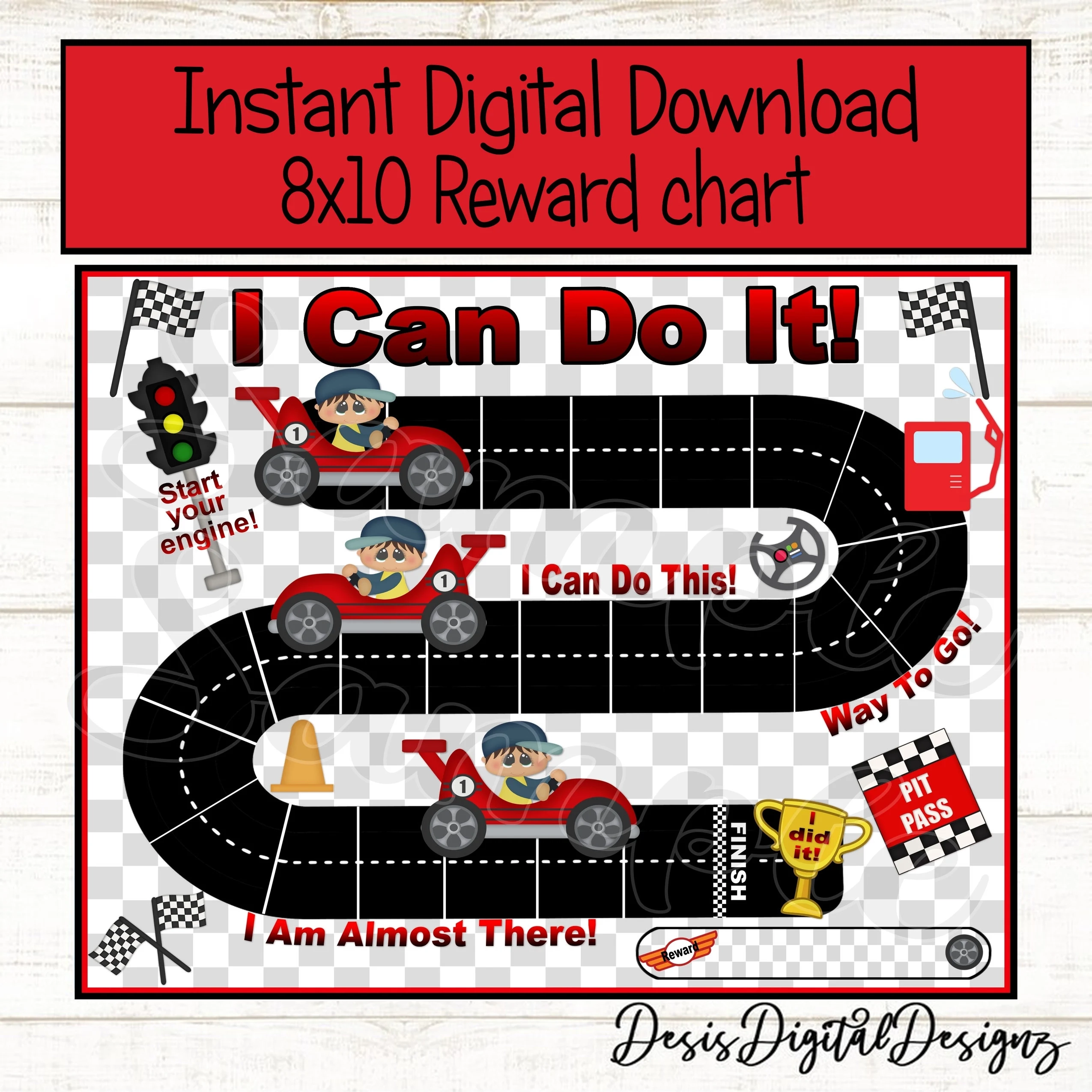 Racecar Reward Chart Routine Chart Race