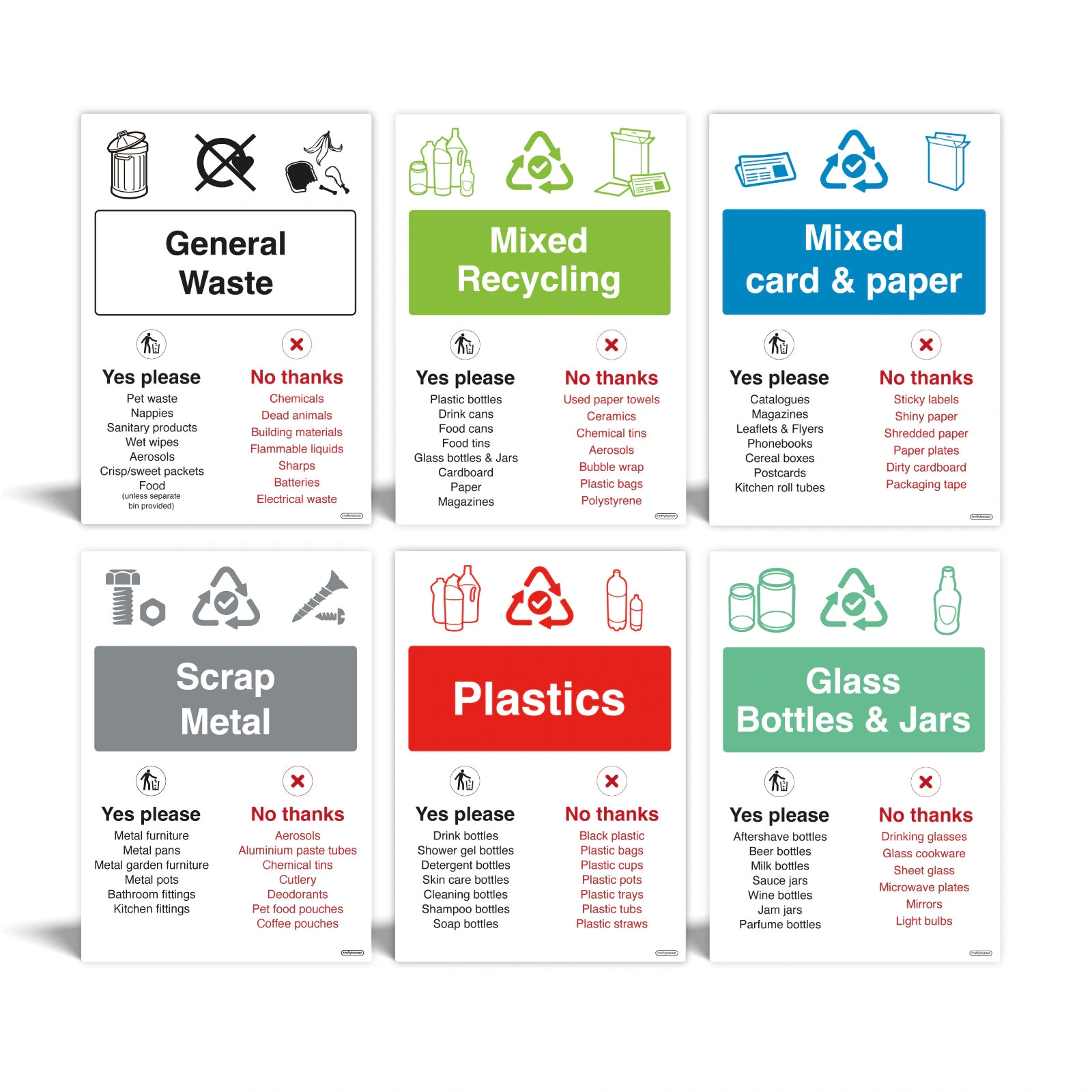 Recycle Stickers Waste Sorting Signs
