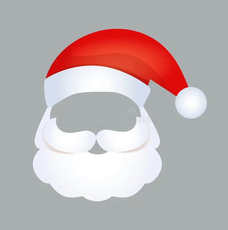 Red Hat White Pompon Mustache Beard Santa Claus Greeting Card Christmas Poster Face Template Gray Background Vector Image406265570