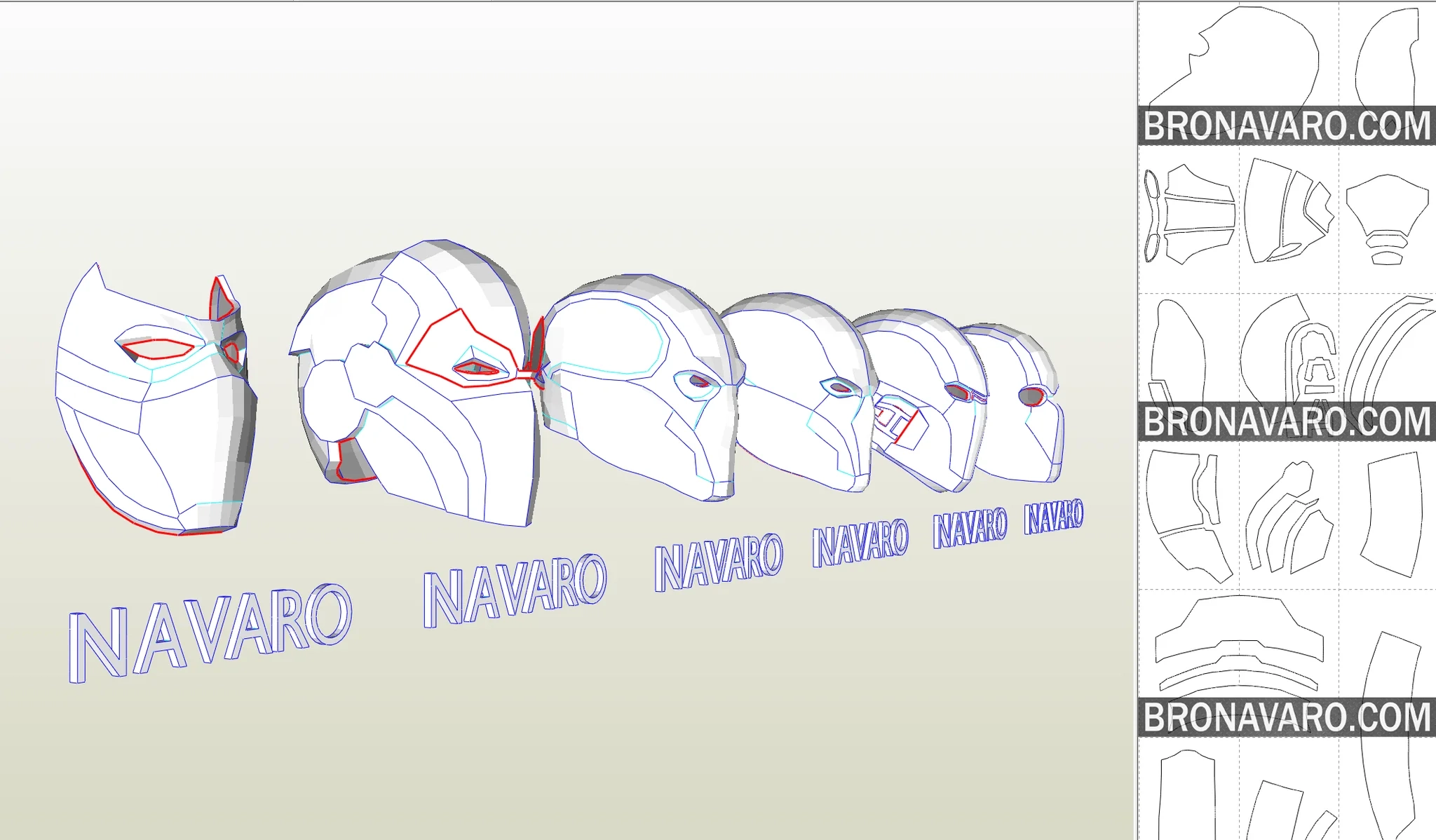 Red Hood Helmets Pack Pepakura Template