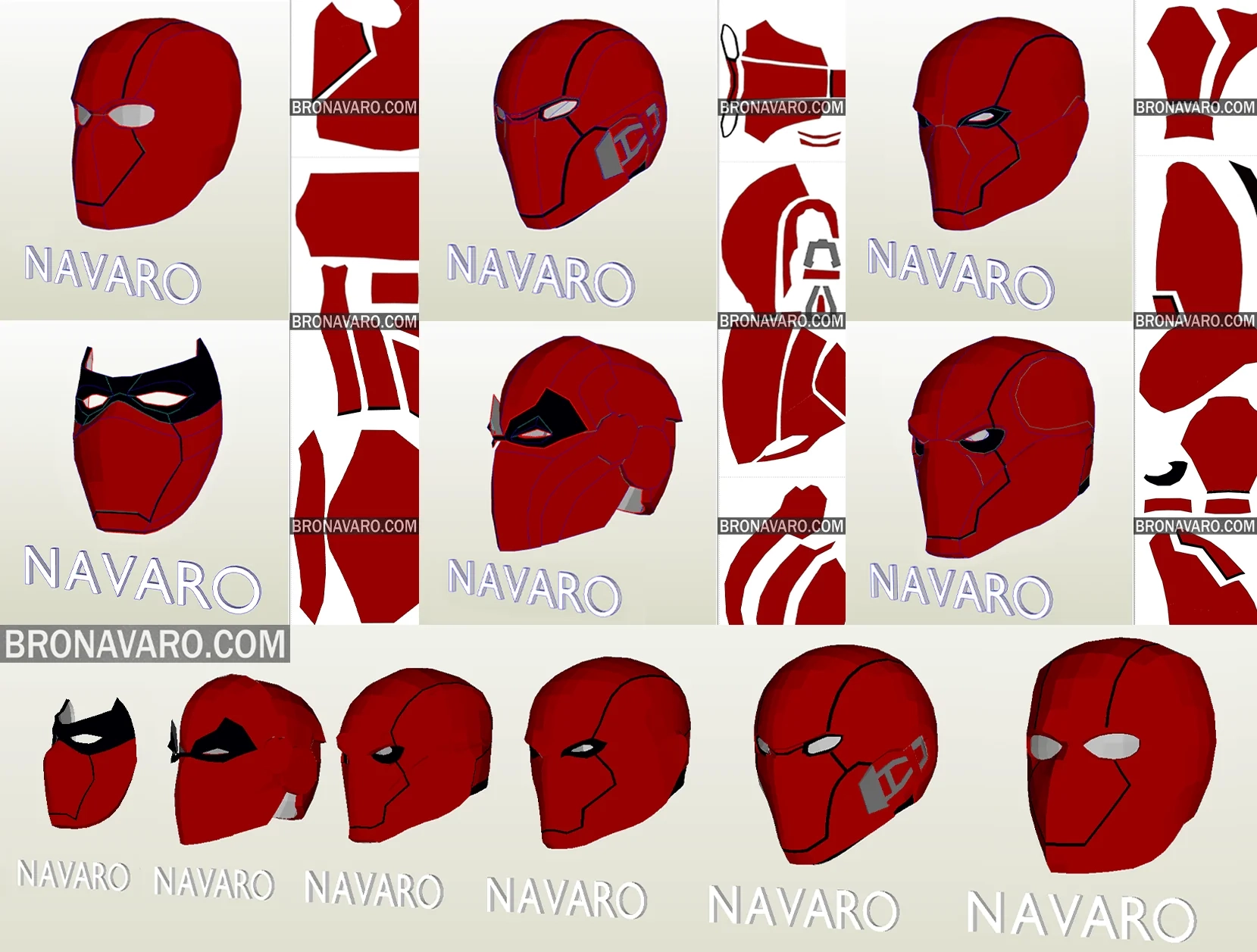Red Hood Helmets Pack Pepakura Template