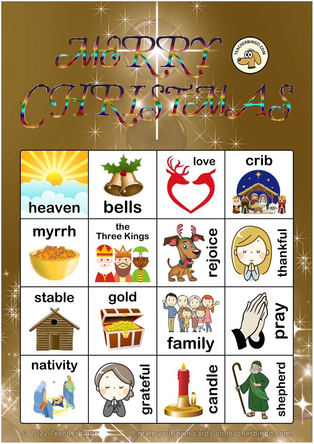 Religious Christmas Bingo 4x4 100 Pages Call Sheet Religious Christmas Bingo 4x4 100 Pages Call Sheet