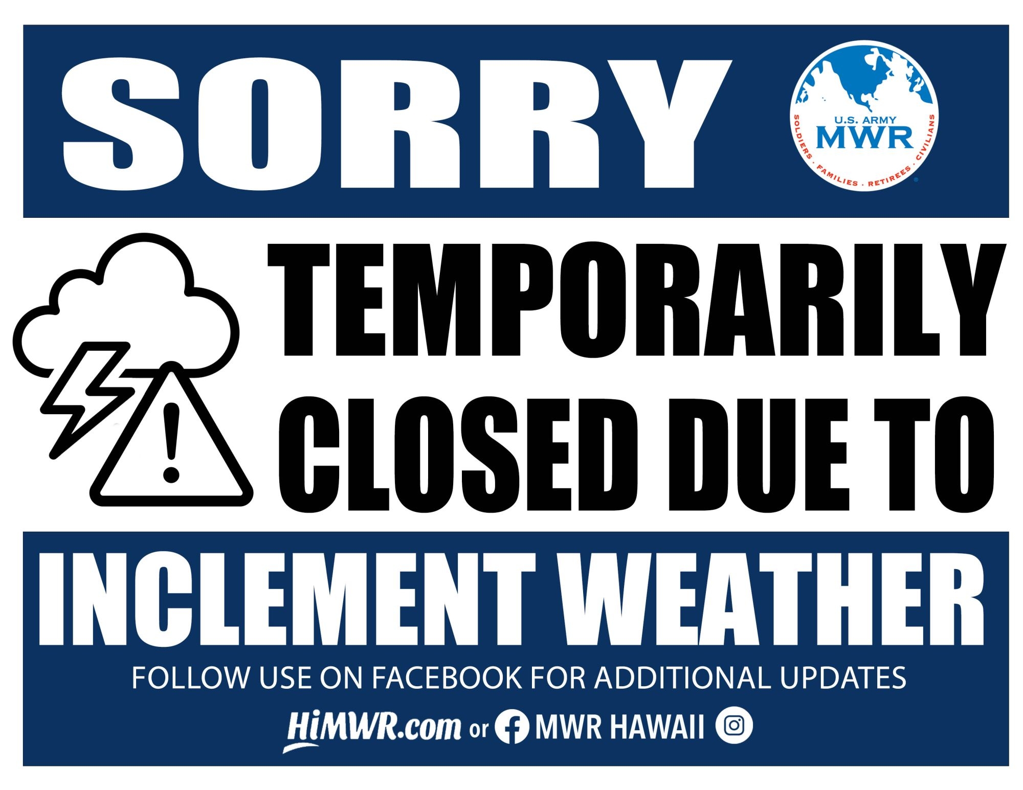 closed due to inclement weather sign printable