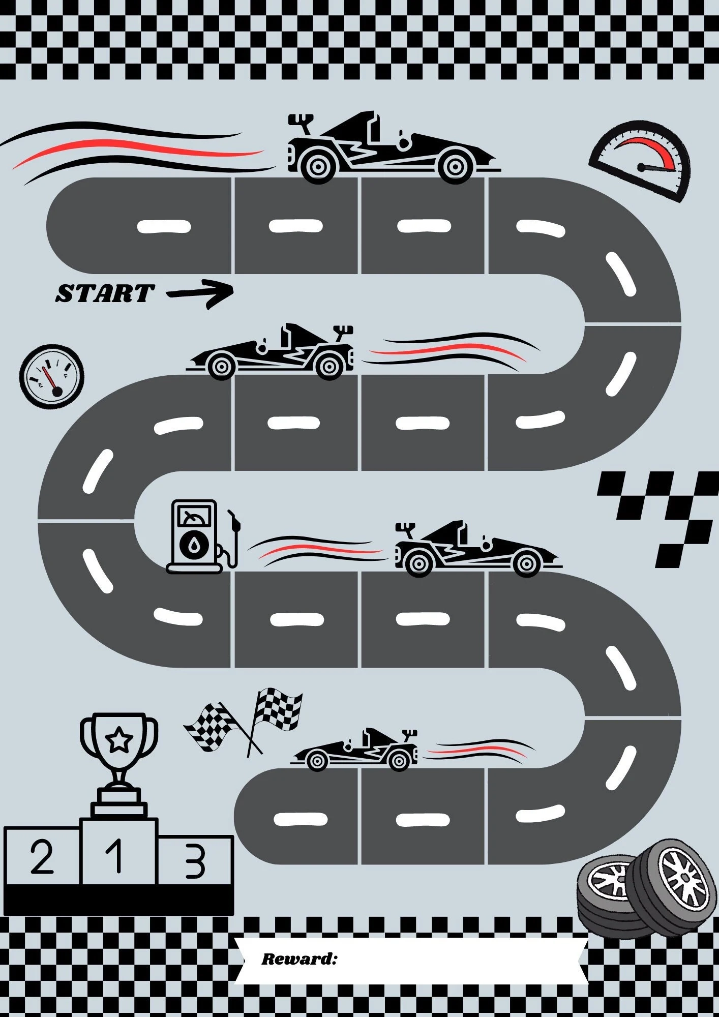 printable race track reward chart